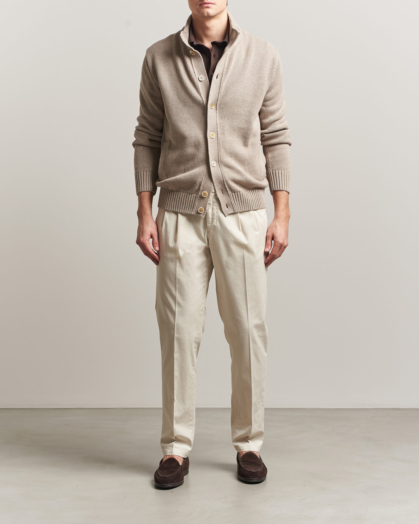 Herre | Gensere | Zanone | Soft Cotton Chioto Cardigan Taupe