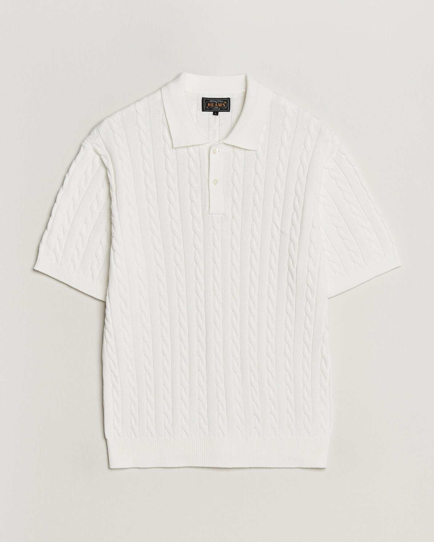 Herre | Pikéer | BEAMS PLUS | Short Sleeve Cable Polo White