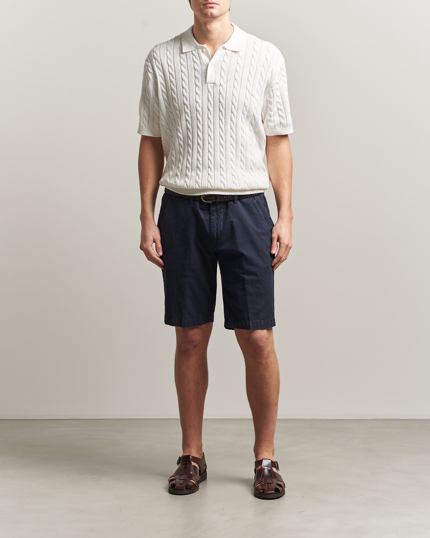Herre | Pikéer | BEAMS PLUS | Short Sleeve Cable Polo White