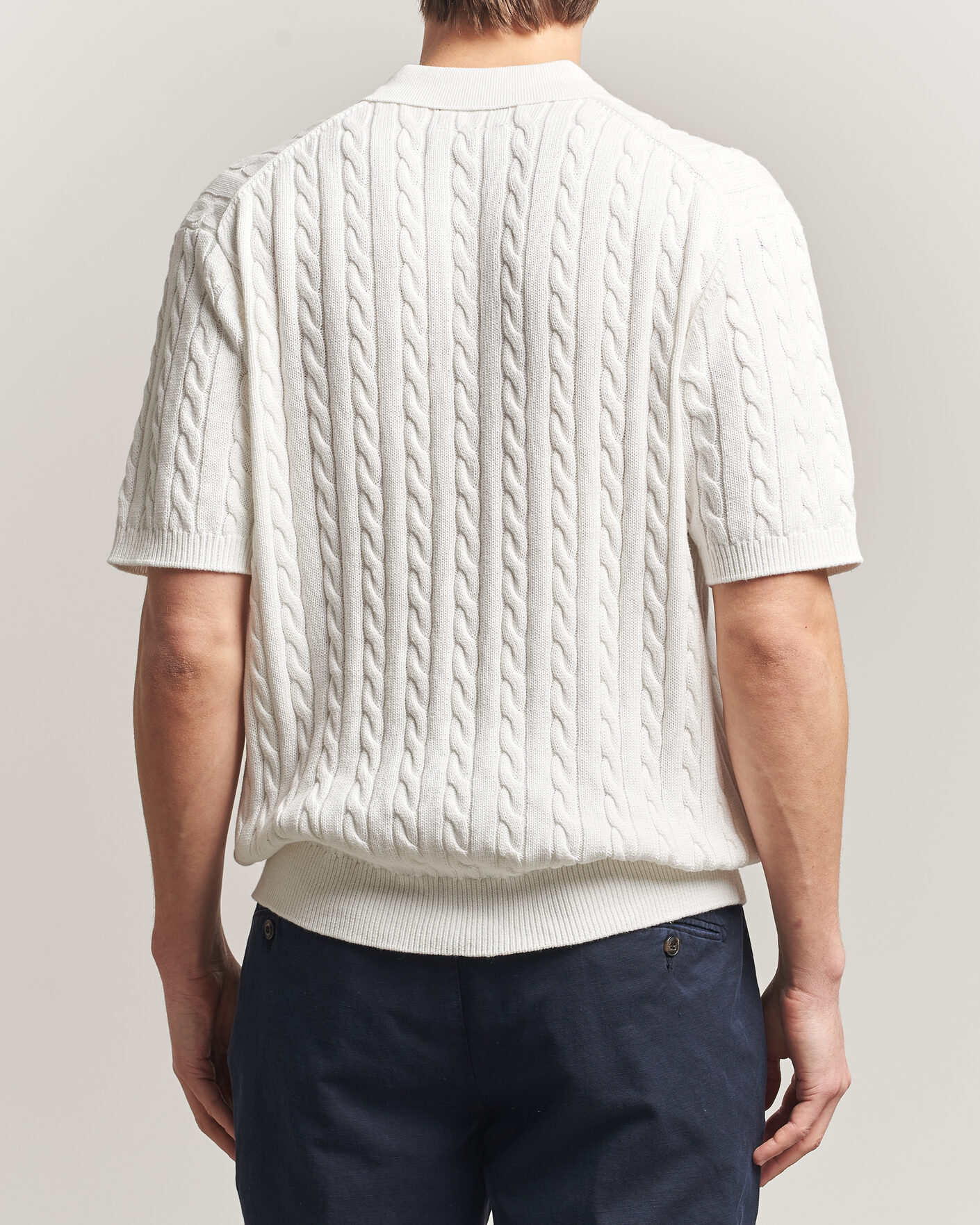 Herre | Pikéer | BEAMS PLUS | Short Sleeve Cable Polo White