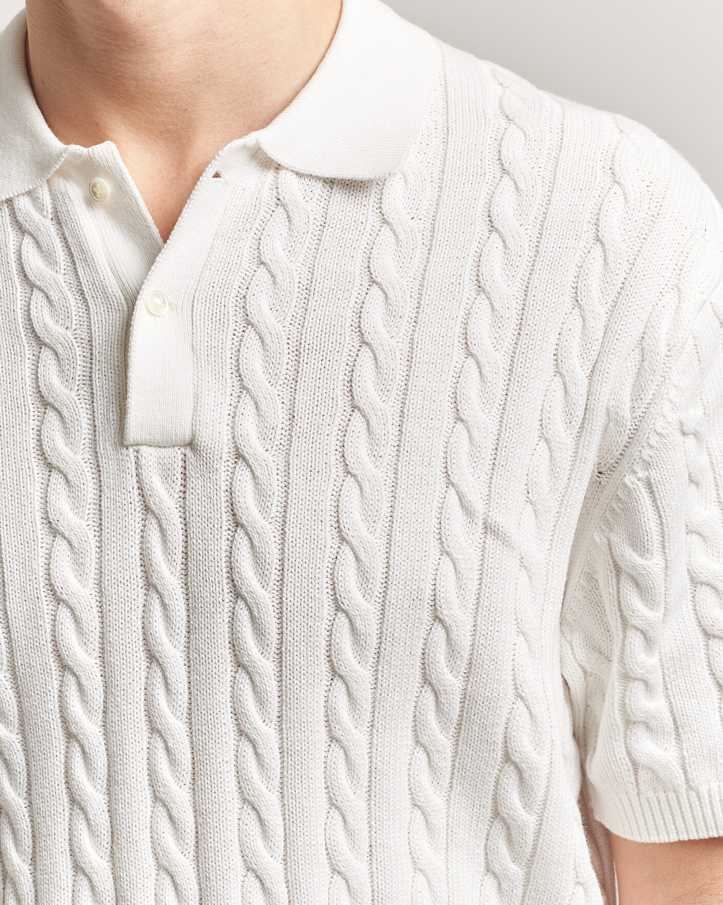 Herre | Pikéer | BEAMS PLUS | Short Sleeve Cable Polo White