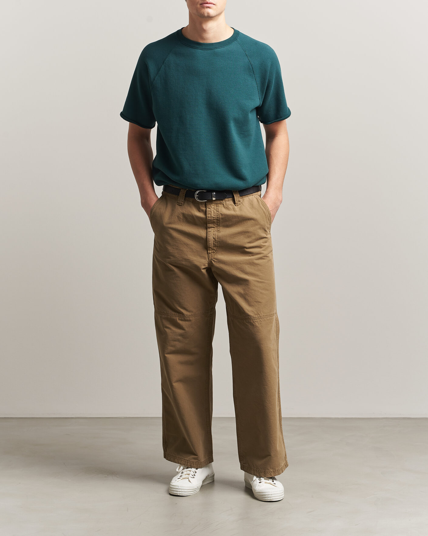 Herre | T-Shirts | BEAMS PLUS | Short Sleeve Cut Off Sweat Dark Green