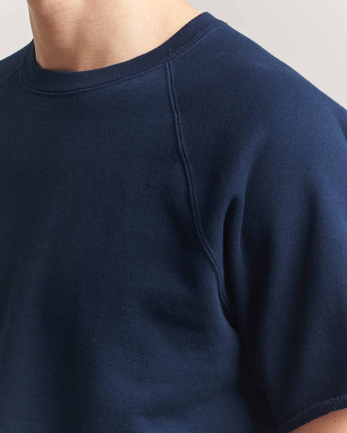 Herre | T-Shirts | BEAMS PLUS | Short Sleeve Cut Off Sweat Navy