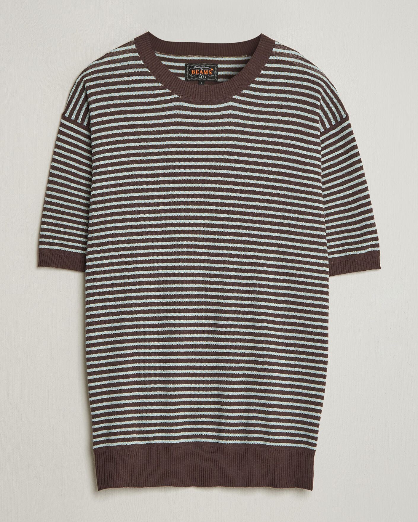 Herre | T-Shirts | BEAMS PLUS | Jacquard Knit T-Shirt Brown