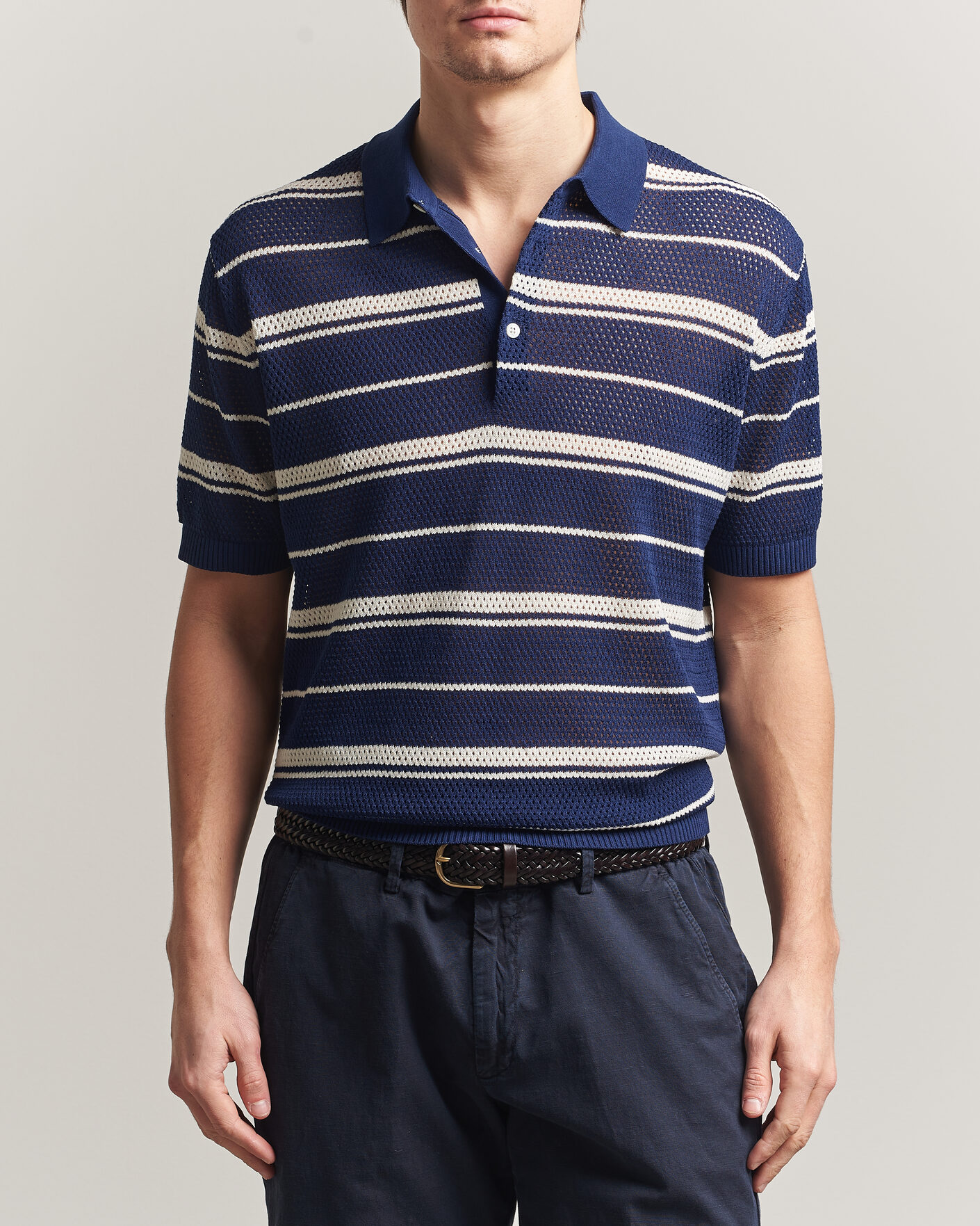 Herre | Pikéer | BEAMS PLUS | Short Sleeve Mesh Knit Polo Navy