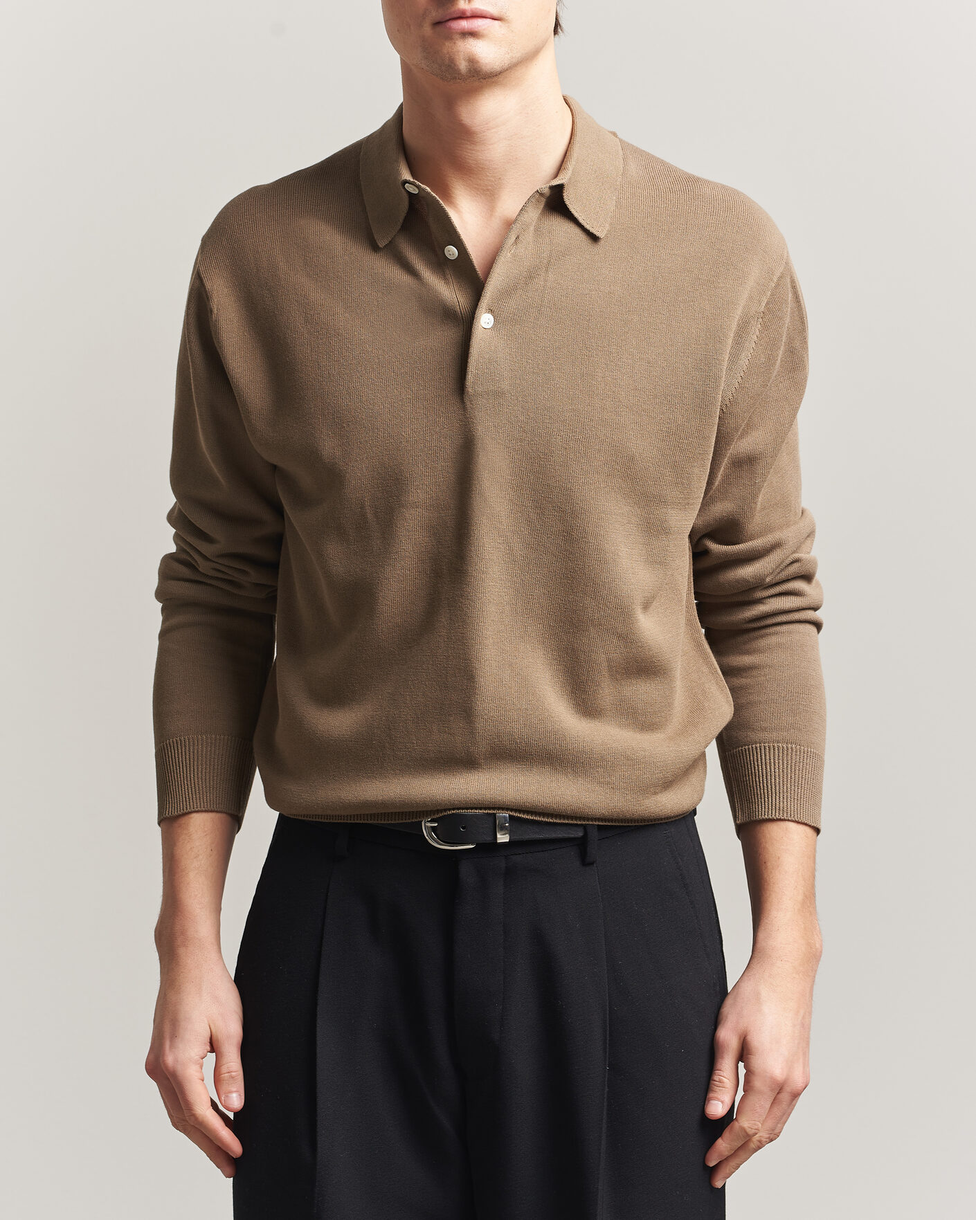 Herre | Pikéer | BEAMS PLUS | Long Sleeve 12G Knit Polo Mocha