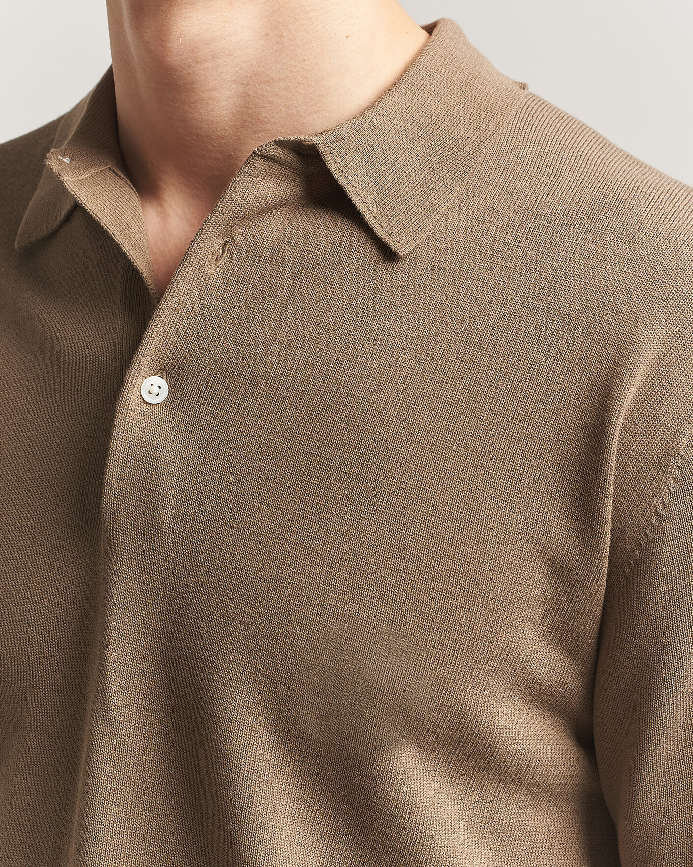 Herre | Pikéer | BEAMS PLUS | Long Sleeve 12G Knit Polo Mocha