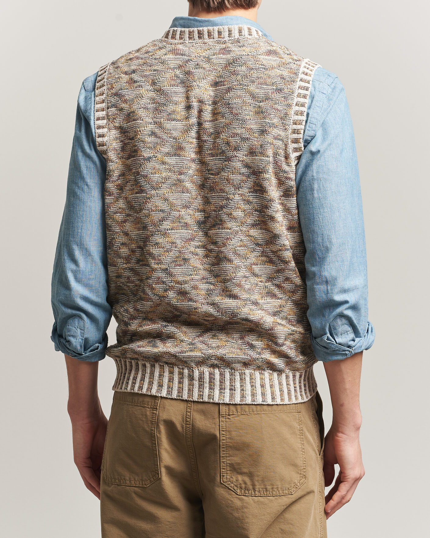 Herre | Gensere | BEAMS PLUS | Kasuri Jacquard Knit Vest Beige