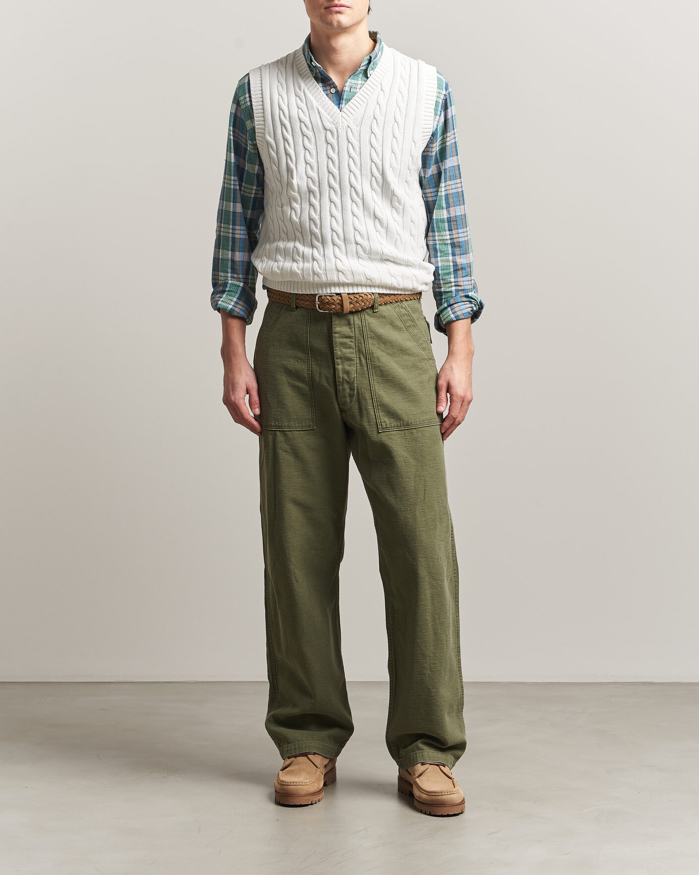 Herre | Gensere | BEAMS PLUS | Cable Knit Vest White