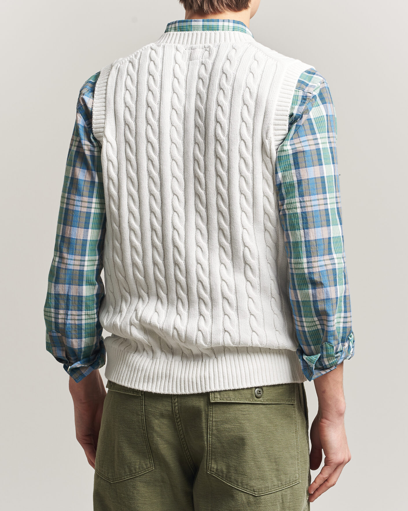 Herre | Gensere | BEAMS PLUS | Cable Knit Vest White