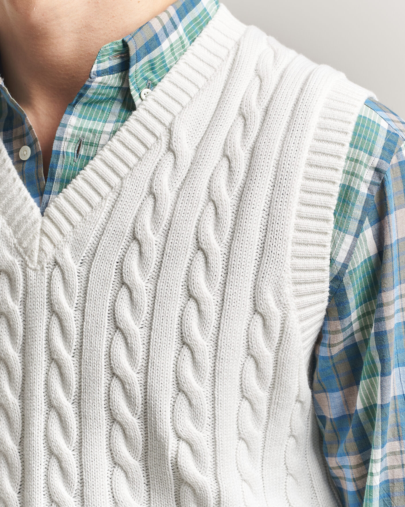 Herre | Gensere | BEAMS PLUS | Cable Knit Vest White