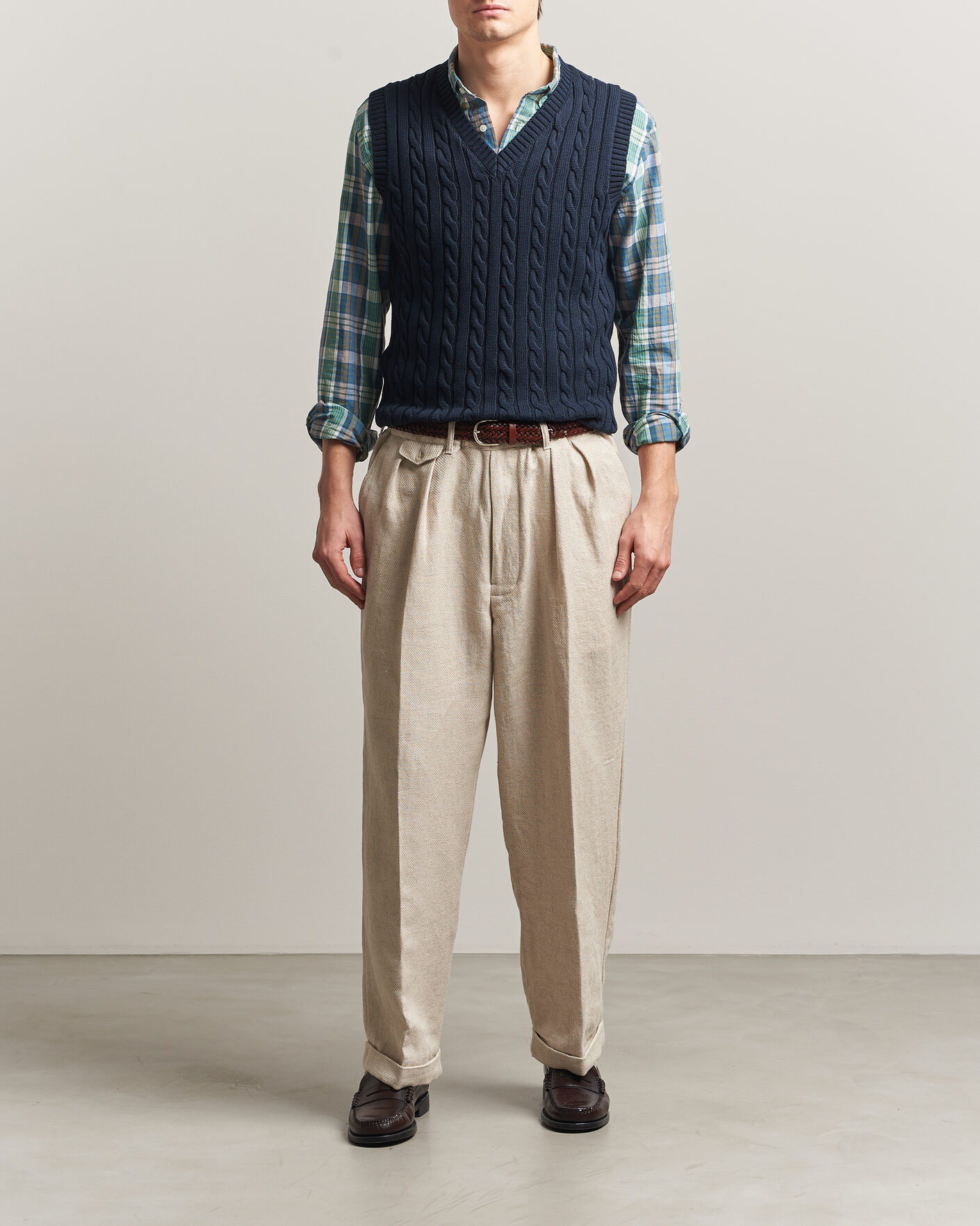 Herre | Gensere | BEAMS PLUS | Cable Knit Vest Navy