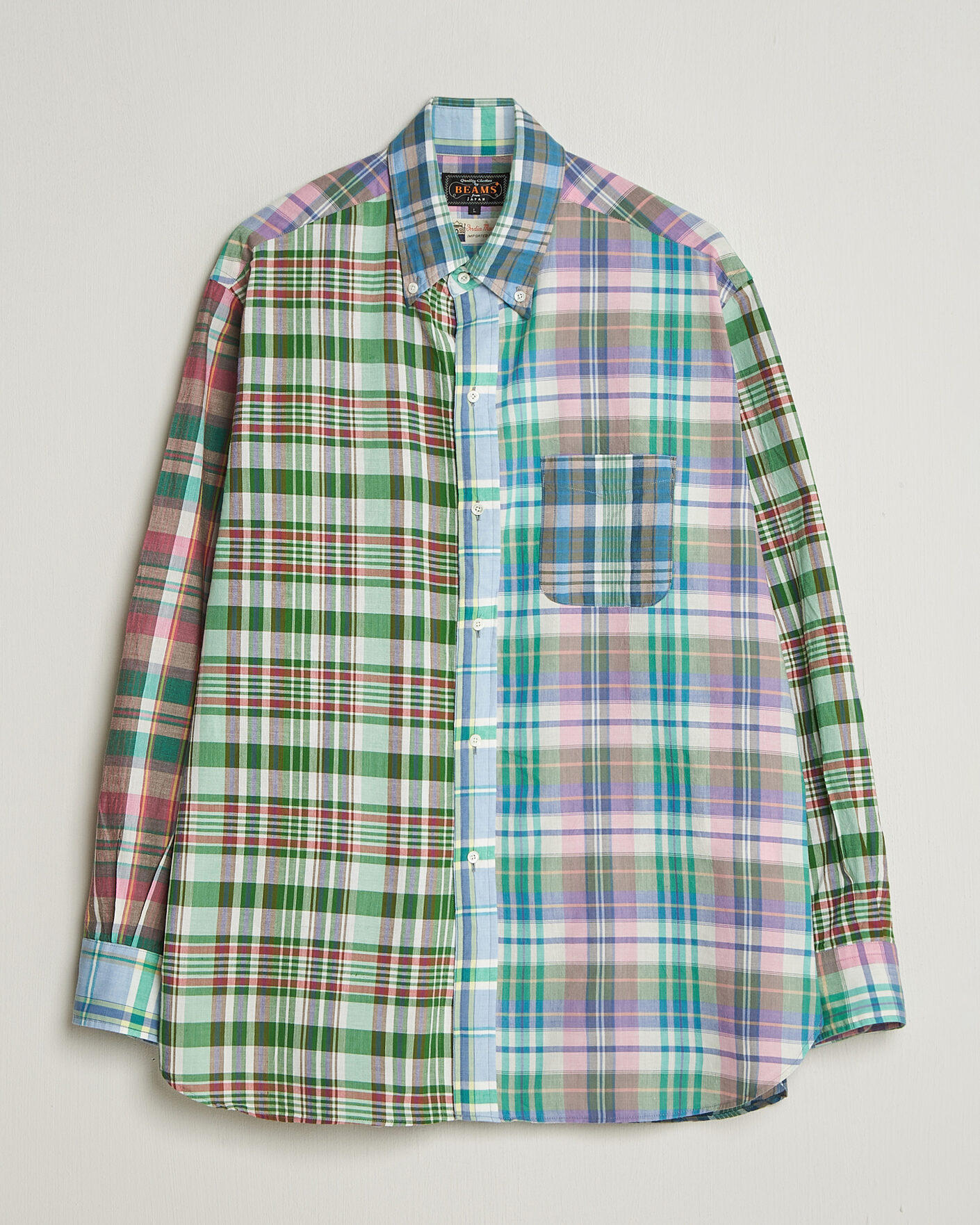 Herre | Skjorter | BEAMS PLUS | Patchwork Madras Shirt Multicolour