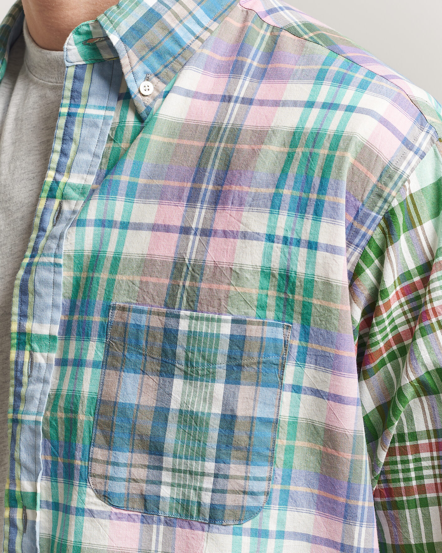 Herre | Skjorter | BEAMS PLUS | Patchwork Madras Shirt Multicolour