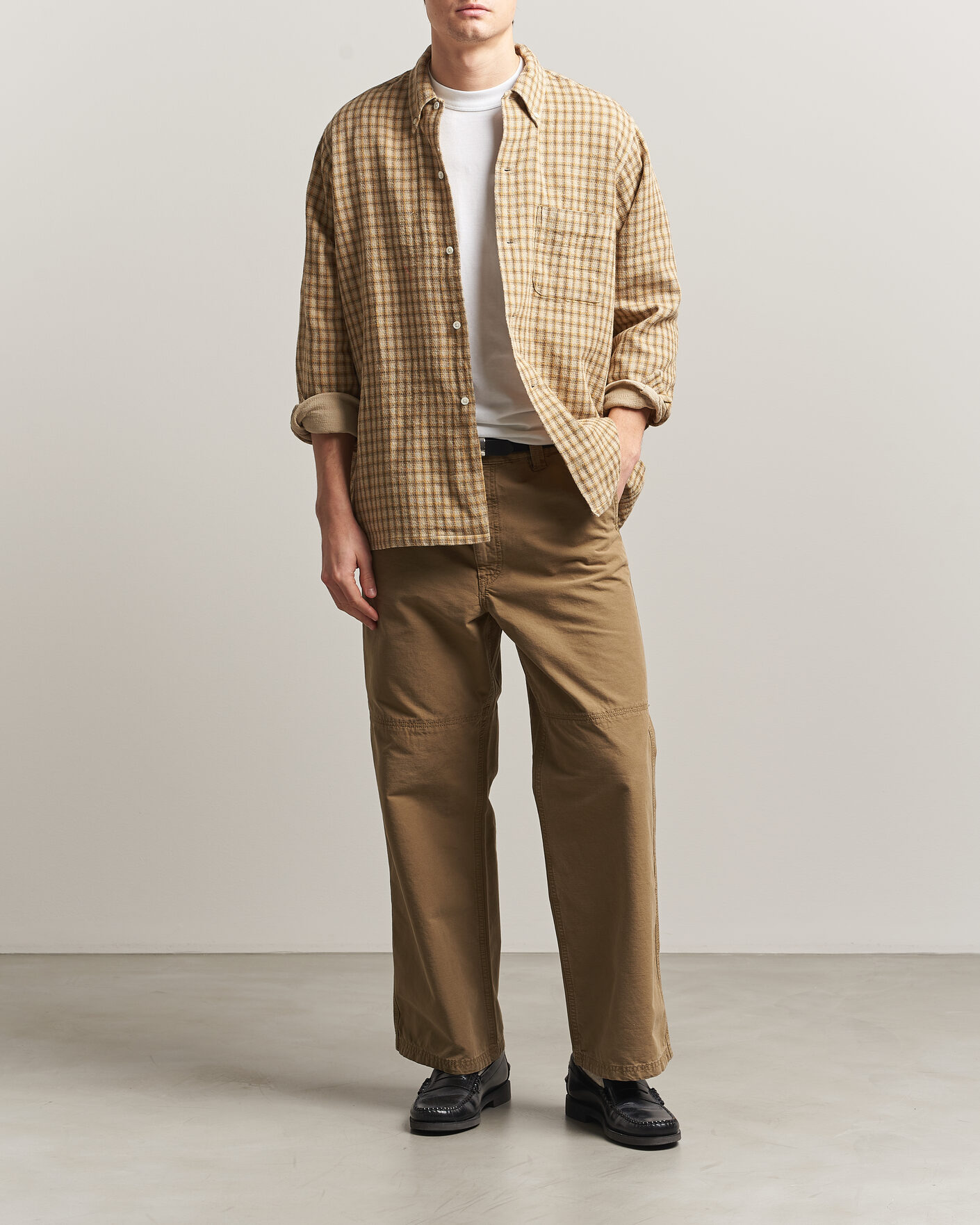 Herre | Skjorter | BEAMS PLUS | Panama Plaid Button Down Shirt Beige