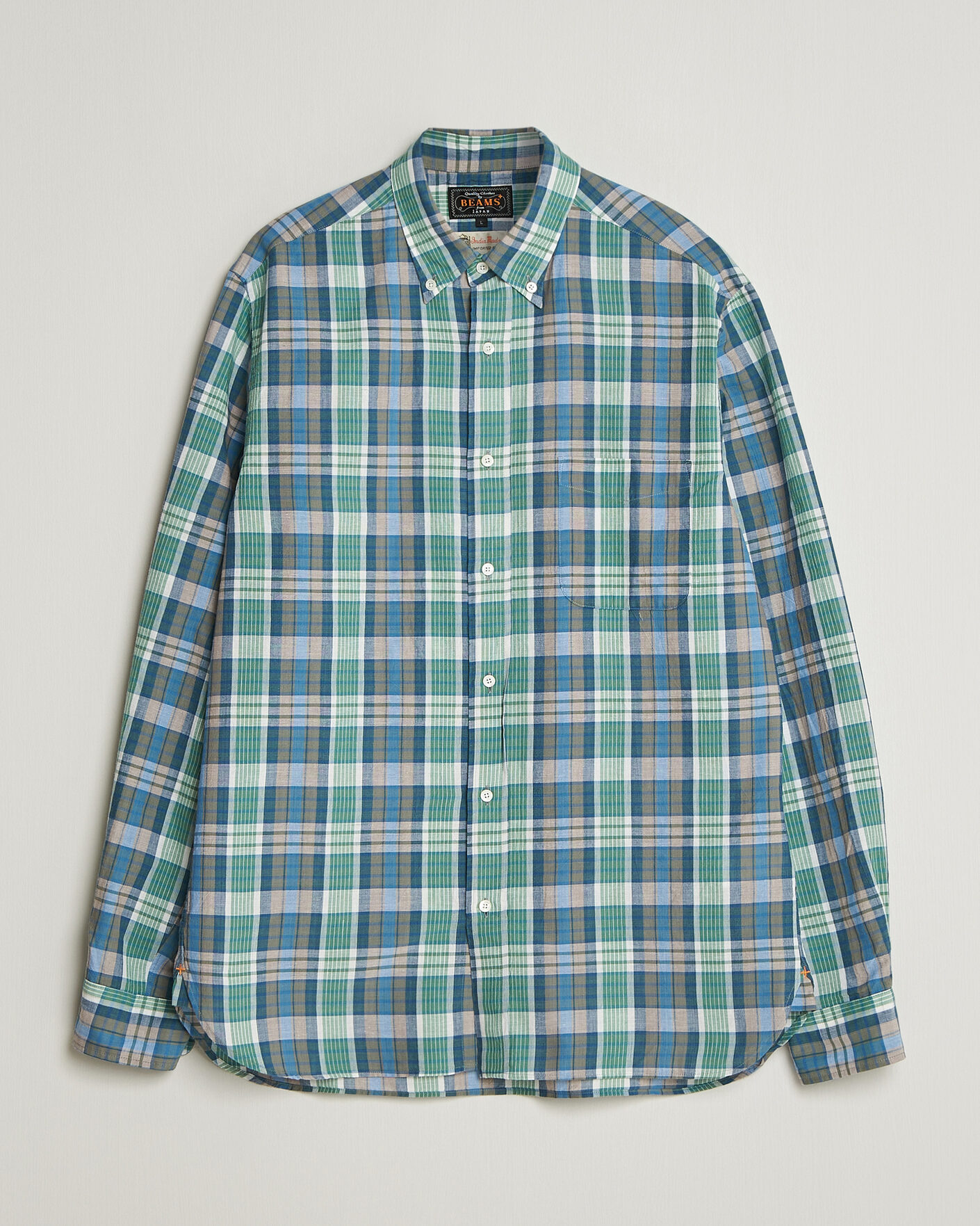 Herre | Skjorter | BEAMS PLUS | Madras Button Down Shirt Blue