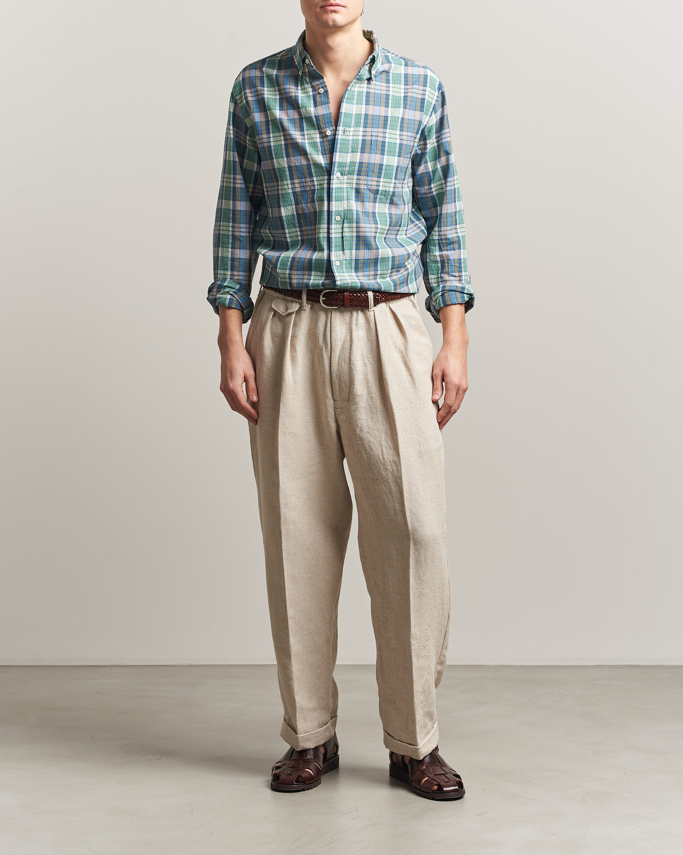Herre | Skjorter | BEAMS PLUS | Madras Button Down Shirt Blue