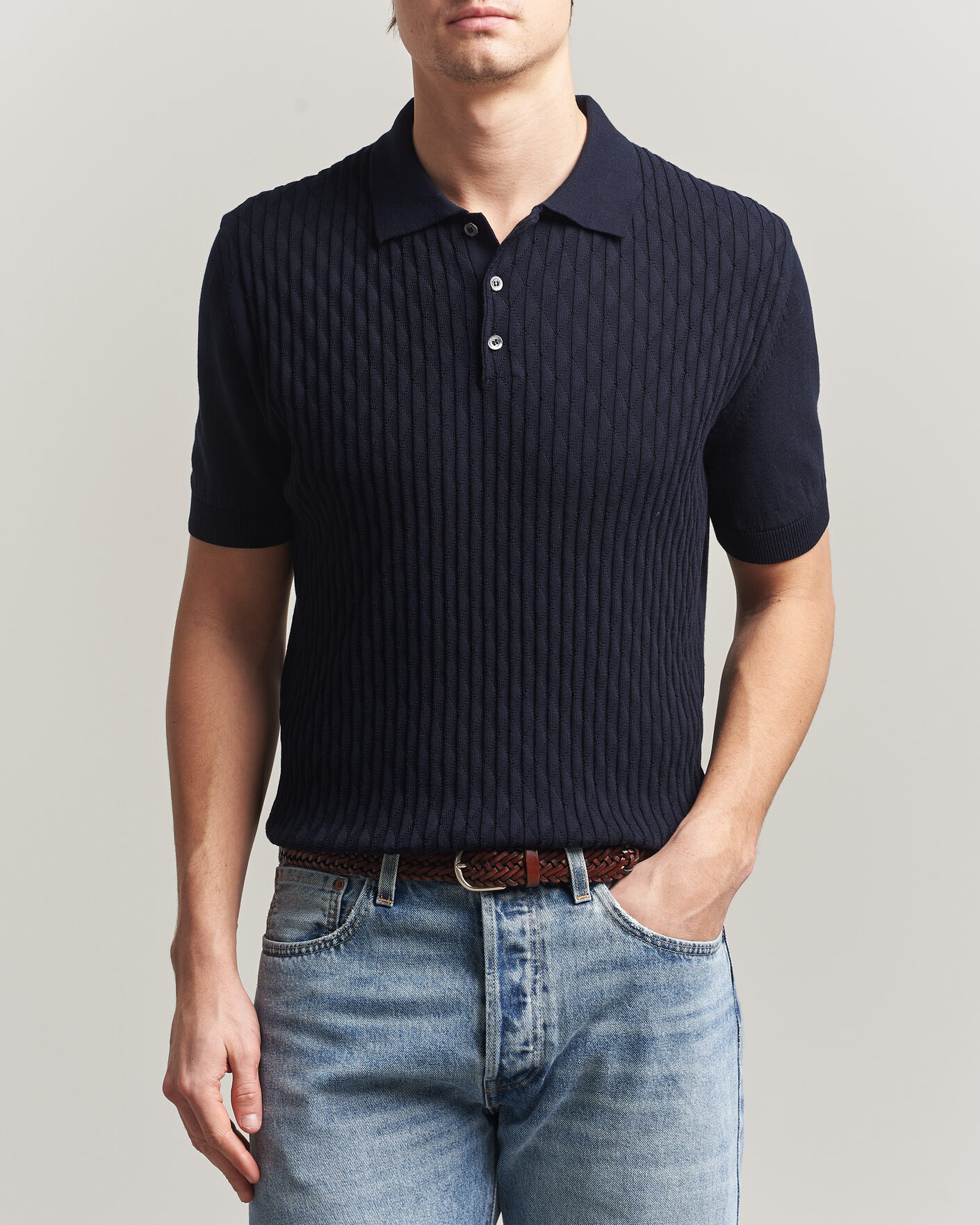 Herre | Pikéer | Baracuta | Pattern Stich Polo Navy