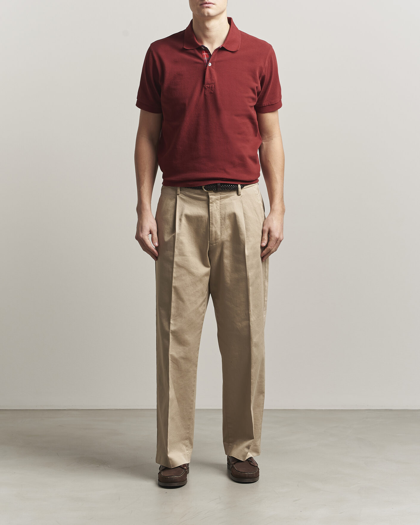 Herre | Pikéer | Baracuta | Tartan Placket Piquet Polo Oxblood