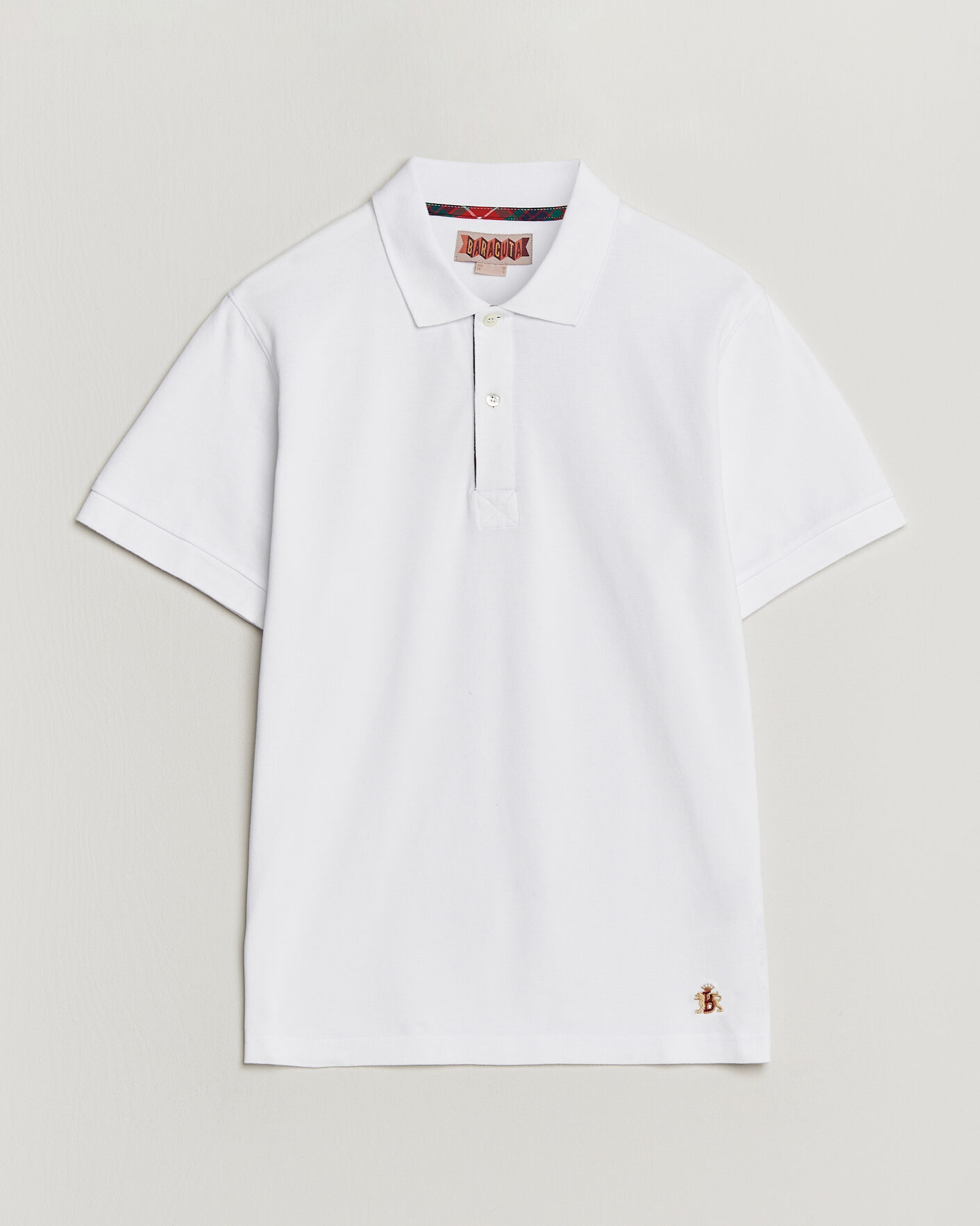 Herre | Pikéer | Baracuta | Tartan Placket Piquet Polo Bone White