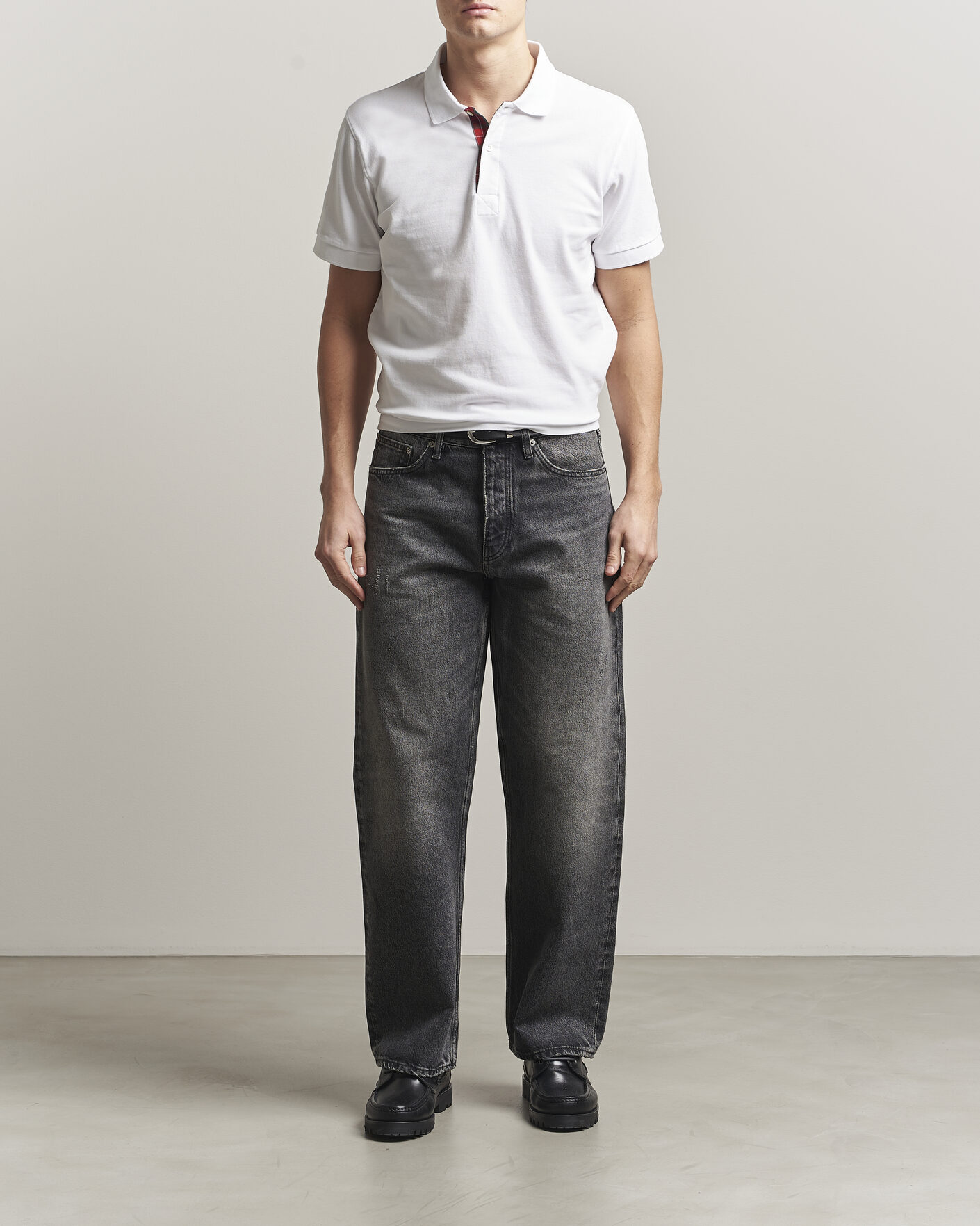 Herre | Pikéer | Baracuta | Tartan Placket Piquet Polo Bone White