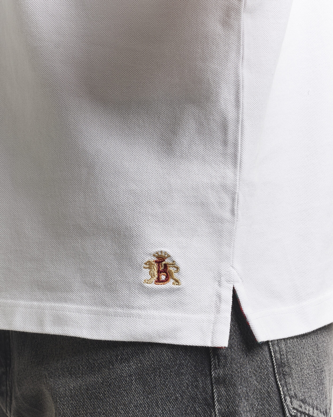 Herre | Pikéer | Baracuta | Tartan Placket Piquet Polo Bone White