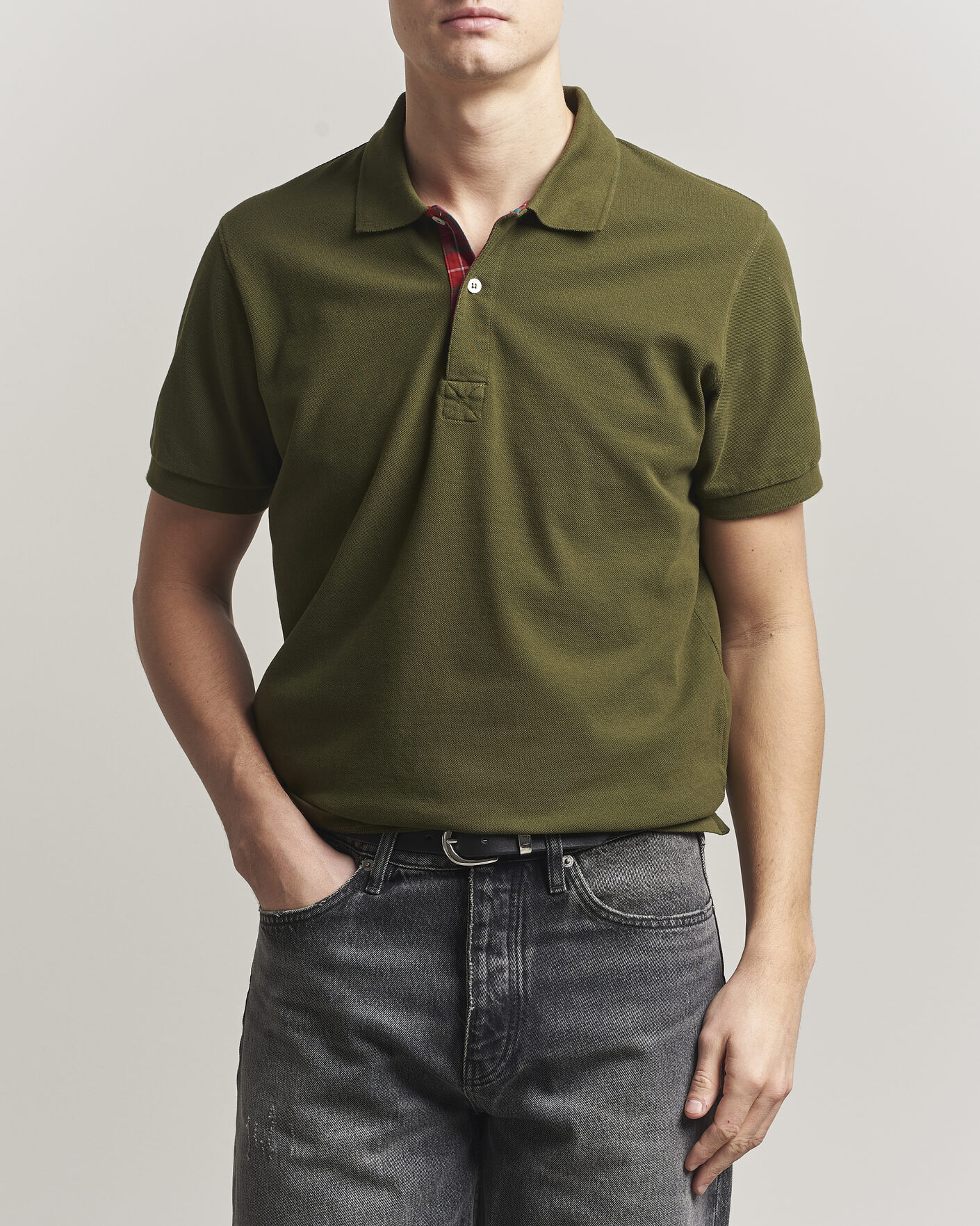 Herre | Pikéer | Baracuta | Tartan Placket Piquet Polo Beech