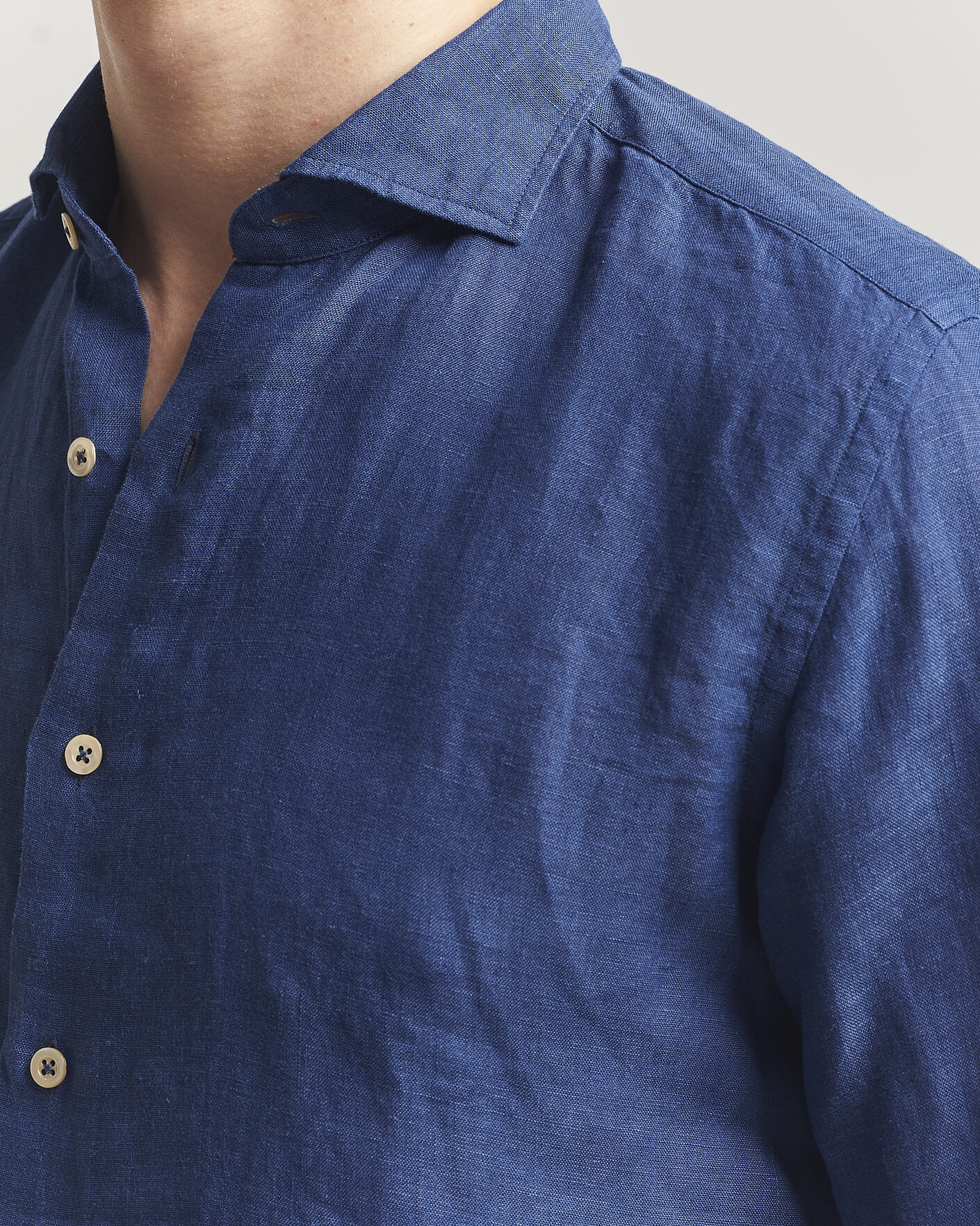 Herre | Skjorter | Grigio | Washed Linen Shirt Navy
