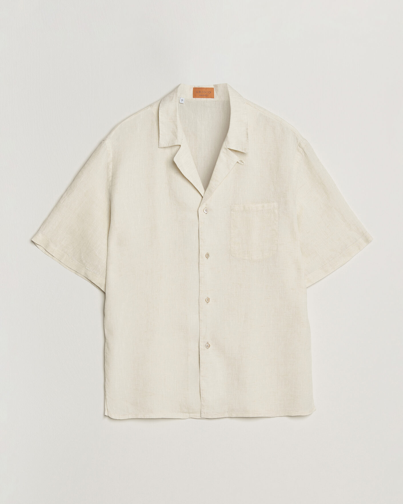Herre | Skjorter | Grigio | Linen Camp Collar Shirt White