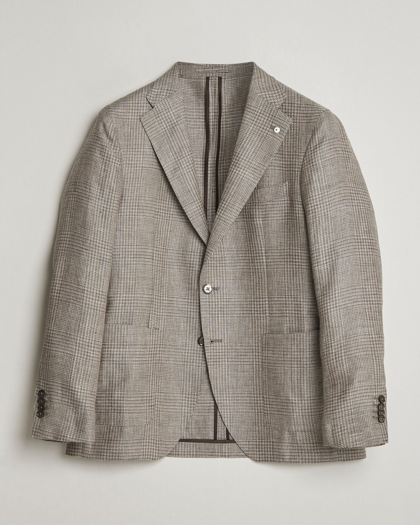 Herre | Dressjakker | L.B.M. 1911 | Jack Regular Fit Linen/Wool Checked Blazer Taupe