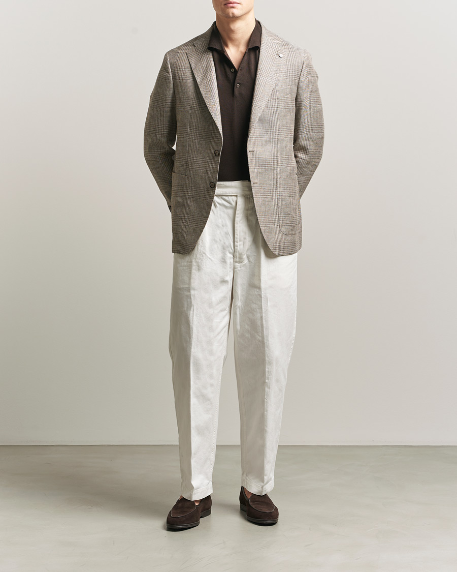 Herre | Dressjakker | L.B.M. 1911 | Jack Regular Fit Linen/Wool Checked Blazer Taupe