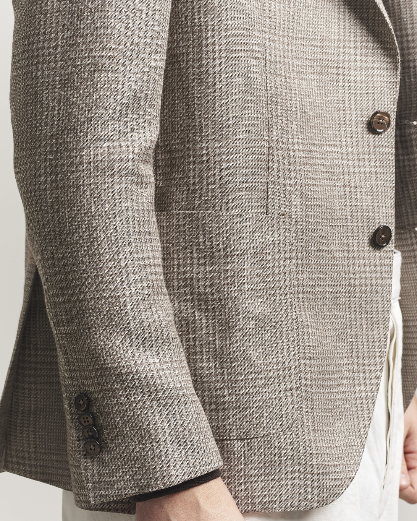 Herre | Dressjakker | L.B.M. 1911 | Jack Regular Fit Linen/Wool Checked Blazer Taupe