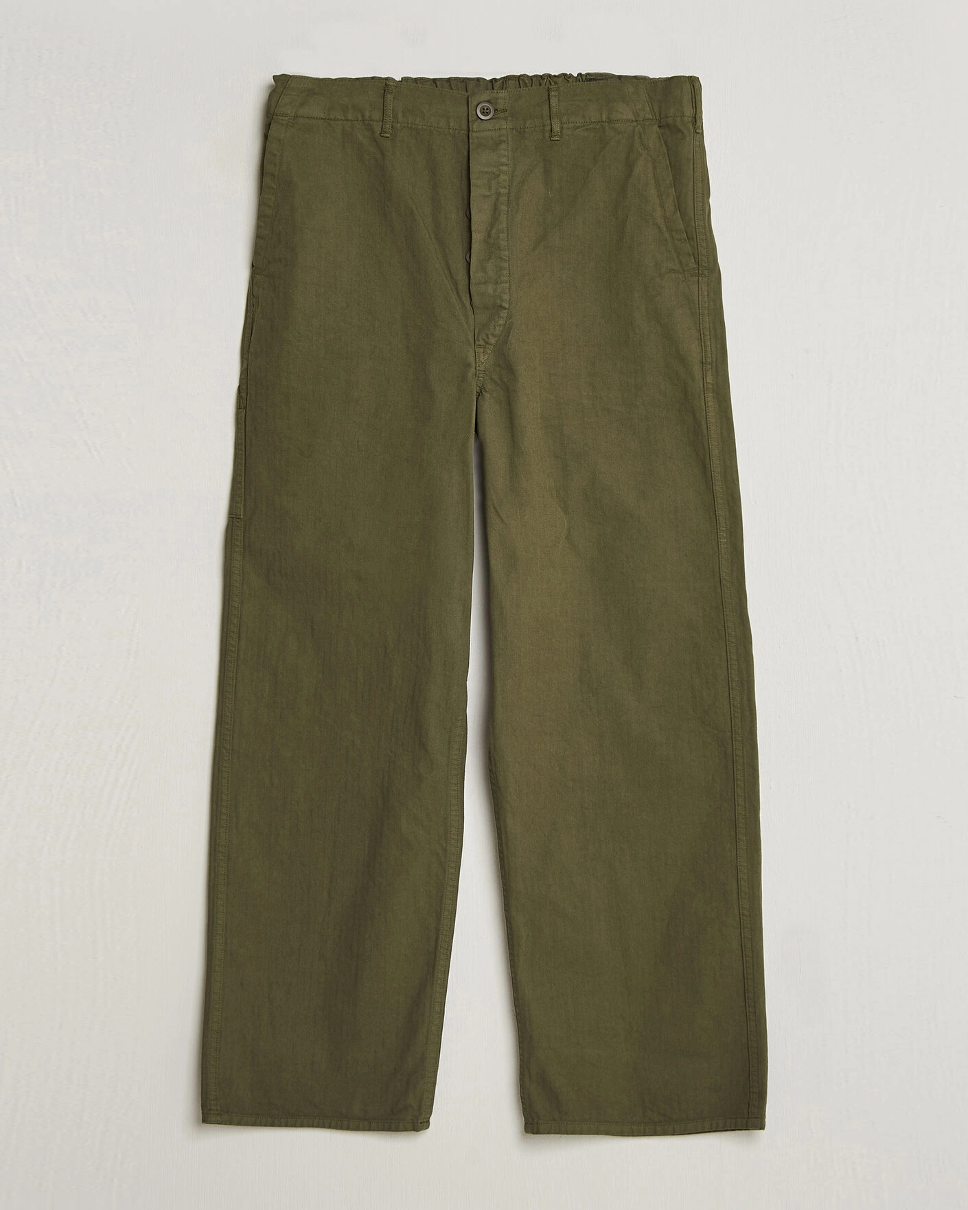 Herre | Bukser | orSlow | Wide Fit French Work Pants Army Green