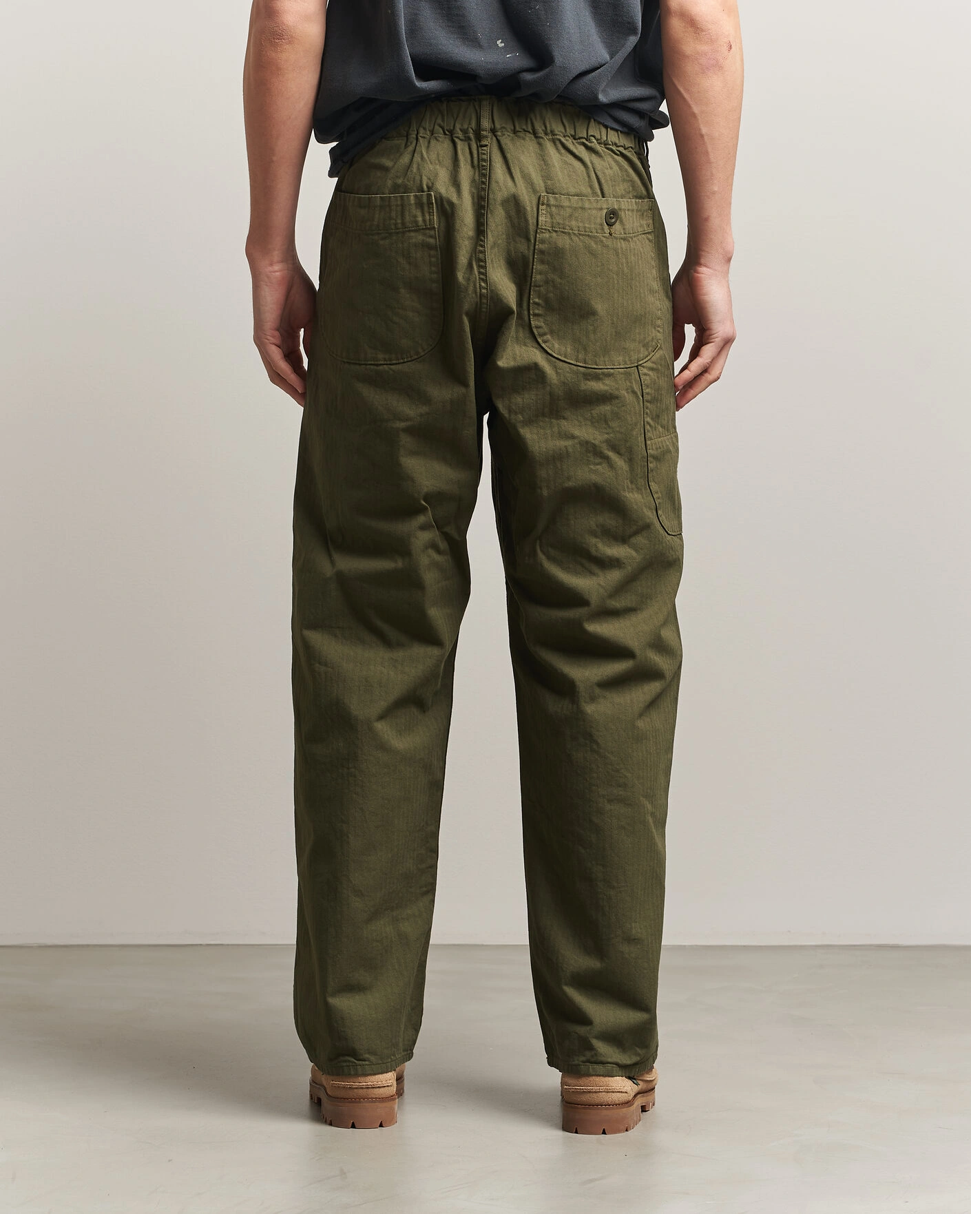 Herre | Bukser | orSlow | Wide Fit French Work Pants Army Green