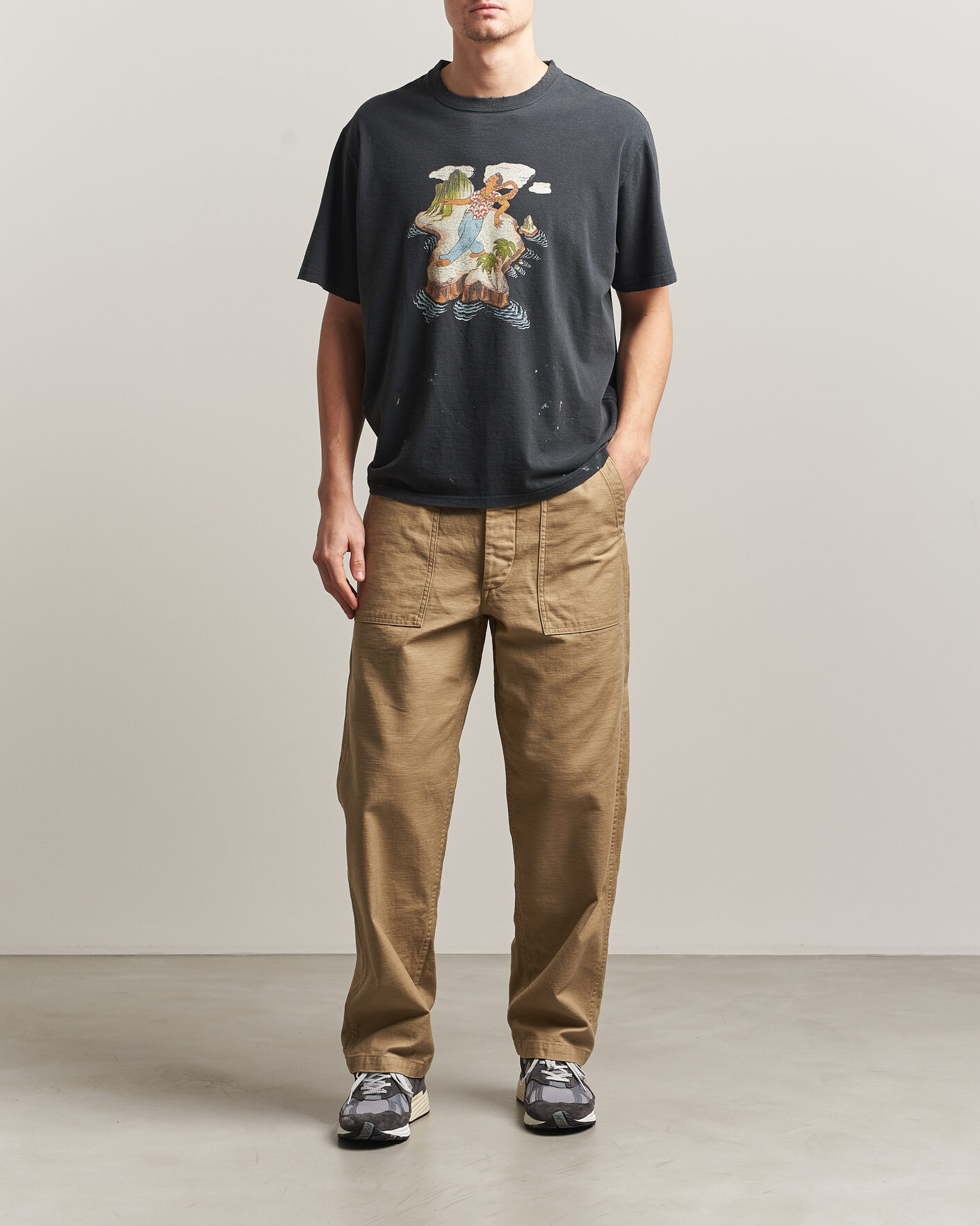 Herre | T-Shirts | orSlow | Vintage Hawaiian Print T-Shirt Black