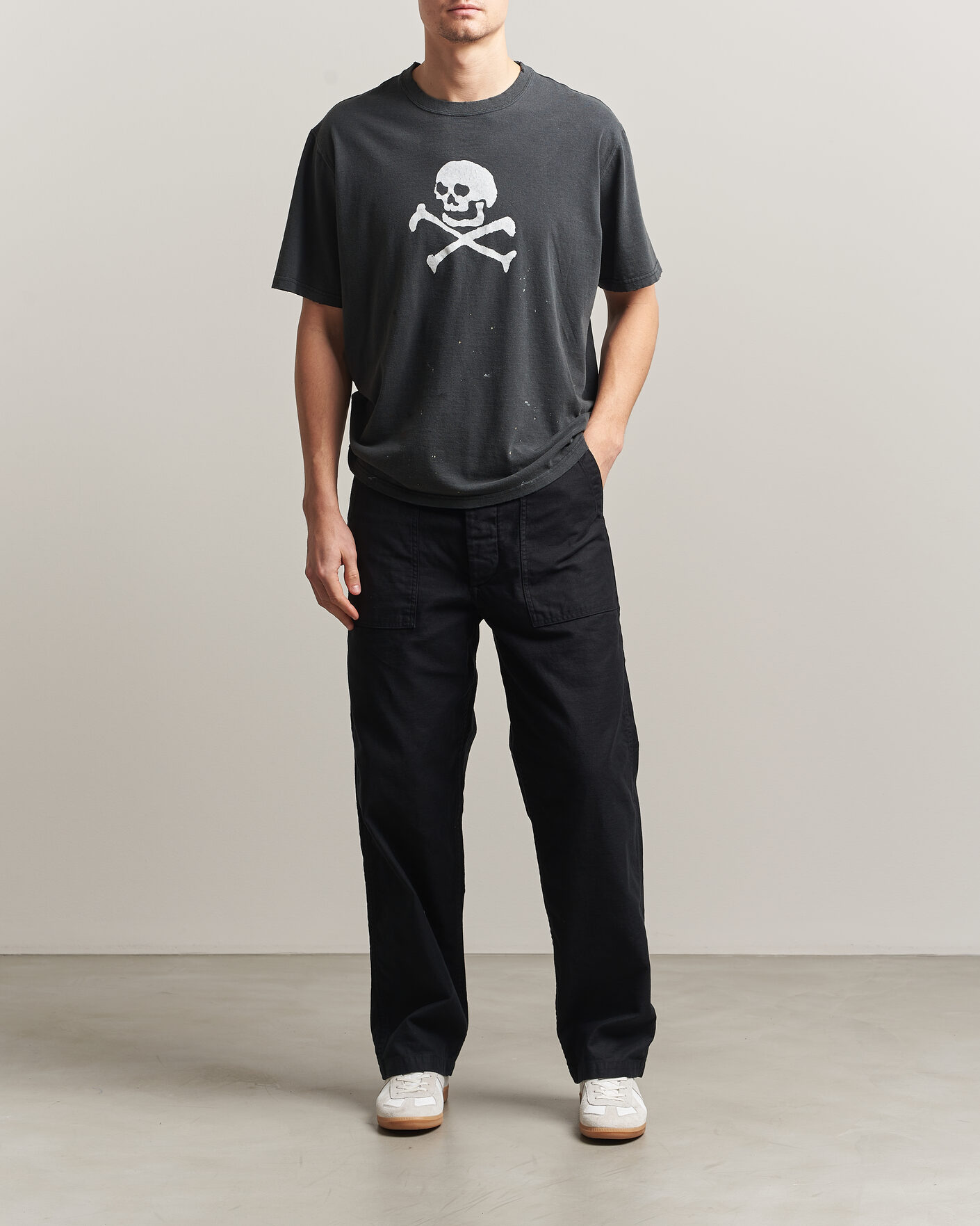 Herre | T-Shirts | orSlow | Vintage Skull Print T-Shirt Black