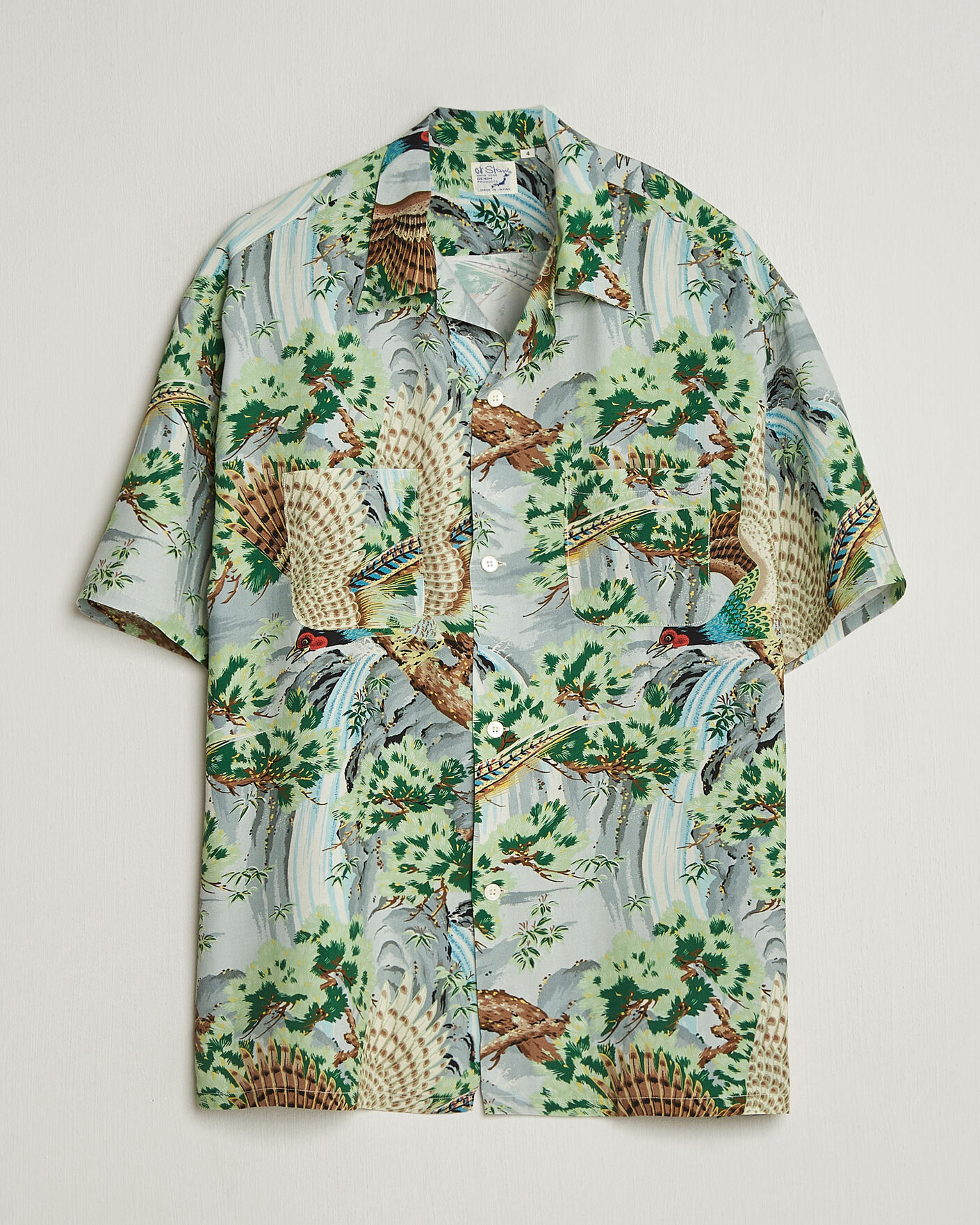 Herre | Skjorter | orSlow | Peacock Garden Hawaiian Shirt Green