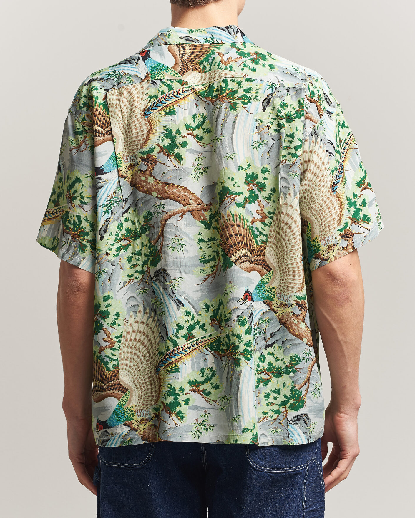 Herre | Skjorter | orSlow | Peacock Garden Hawaiian Shirt Green