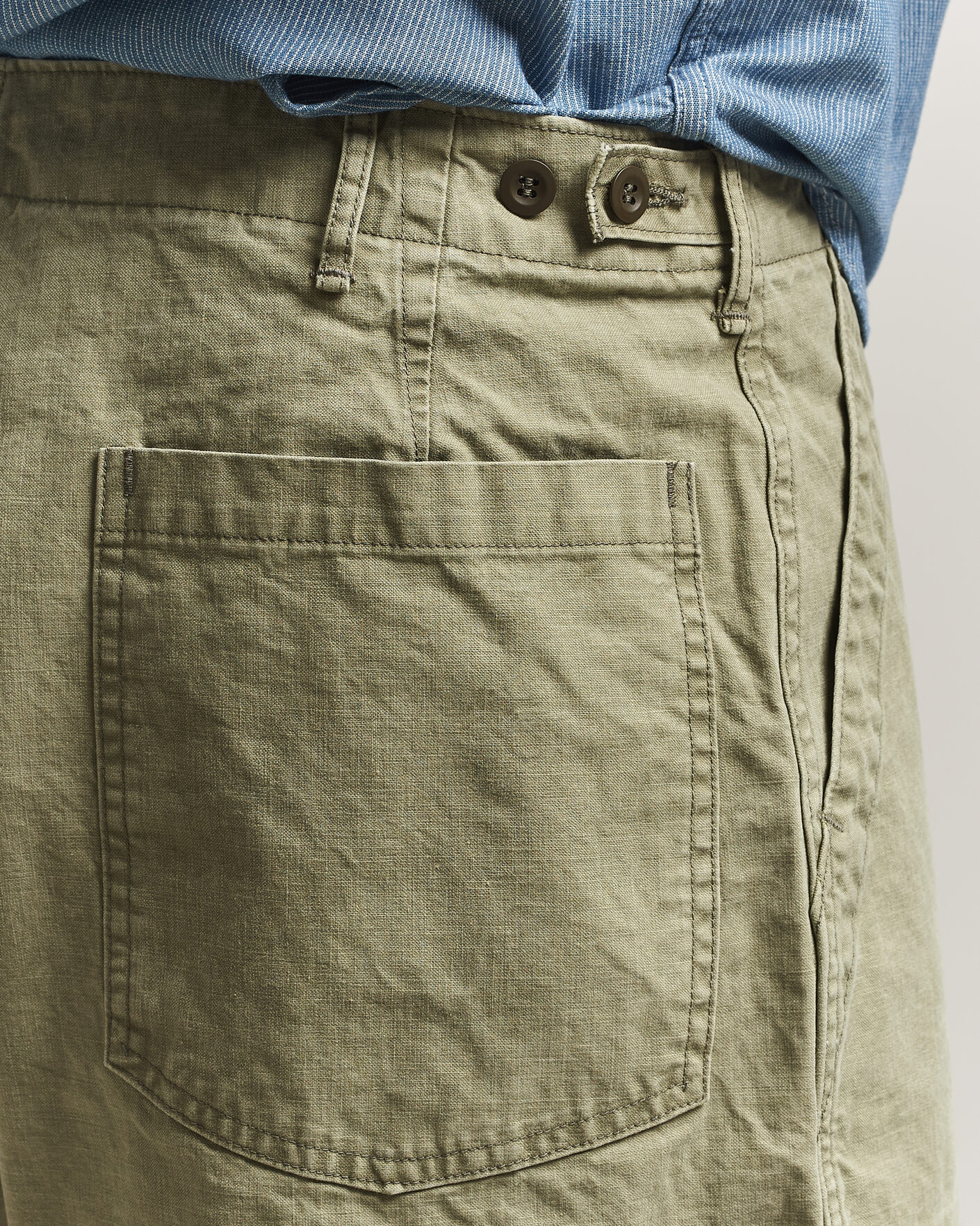 Herre | Bukser | orSlow | Summer Fatigue Pants Washed Army Green