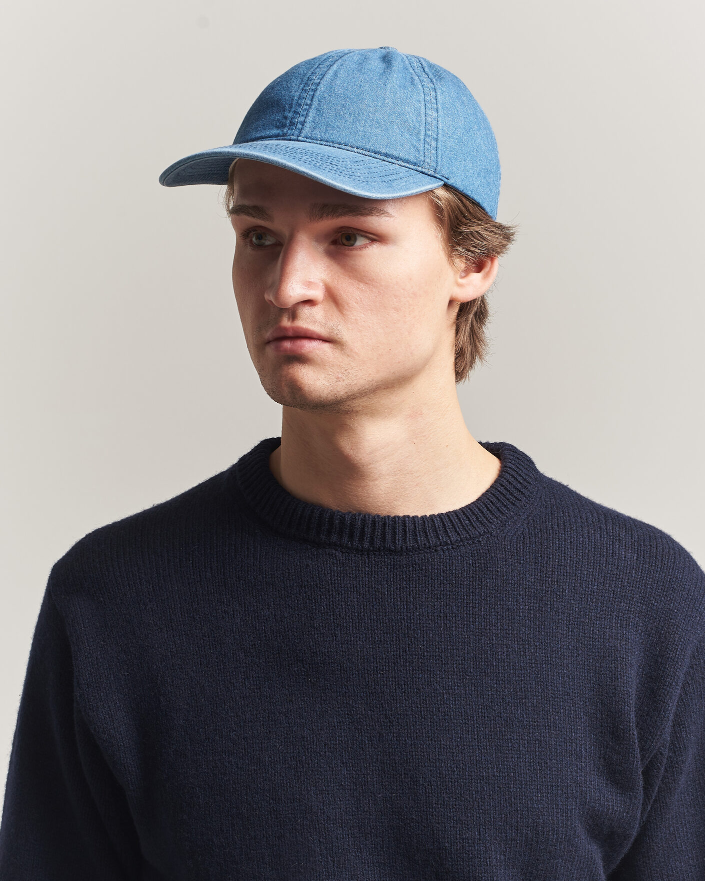 Herre | Hatter og capser | Varsity Headwear | Washed Denim Baseball Cap Indigo