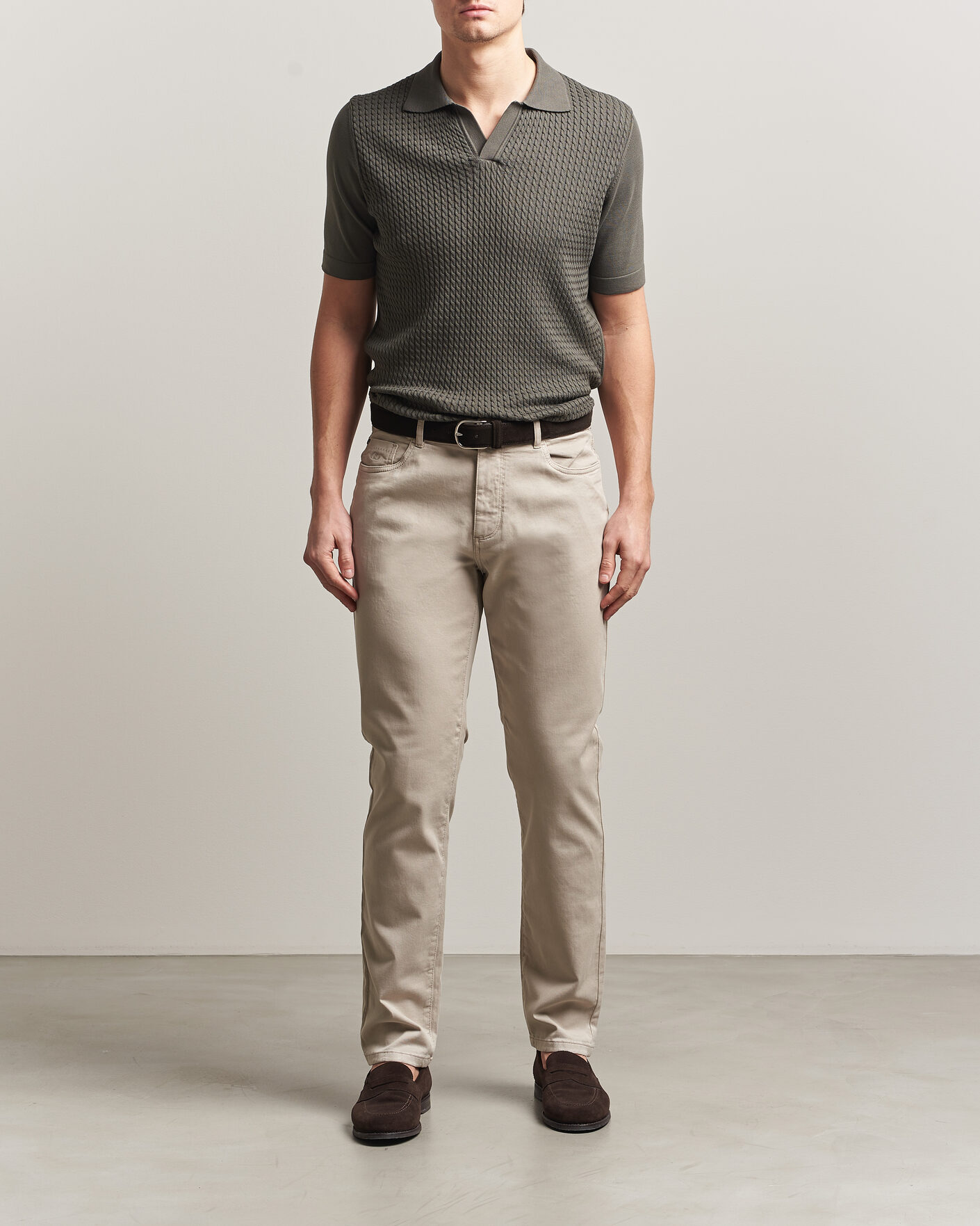 Herre | Bukser | Oscar Jacobson | Slim Fit 5-Pocket Chino Beige