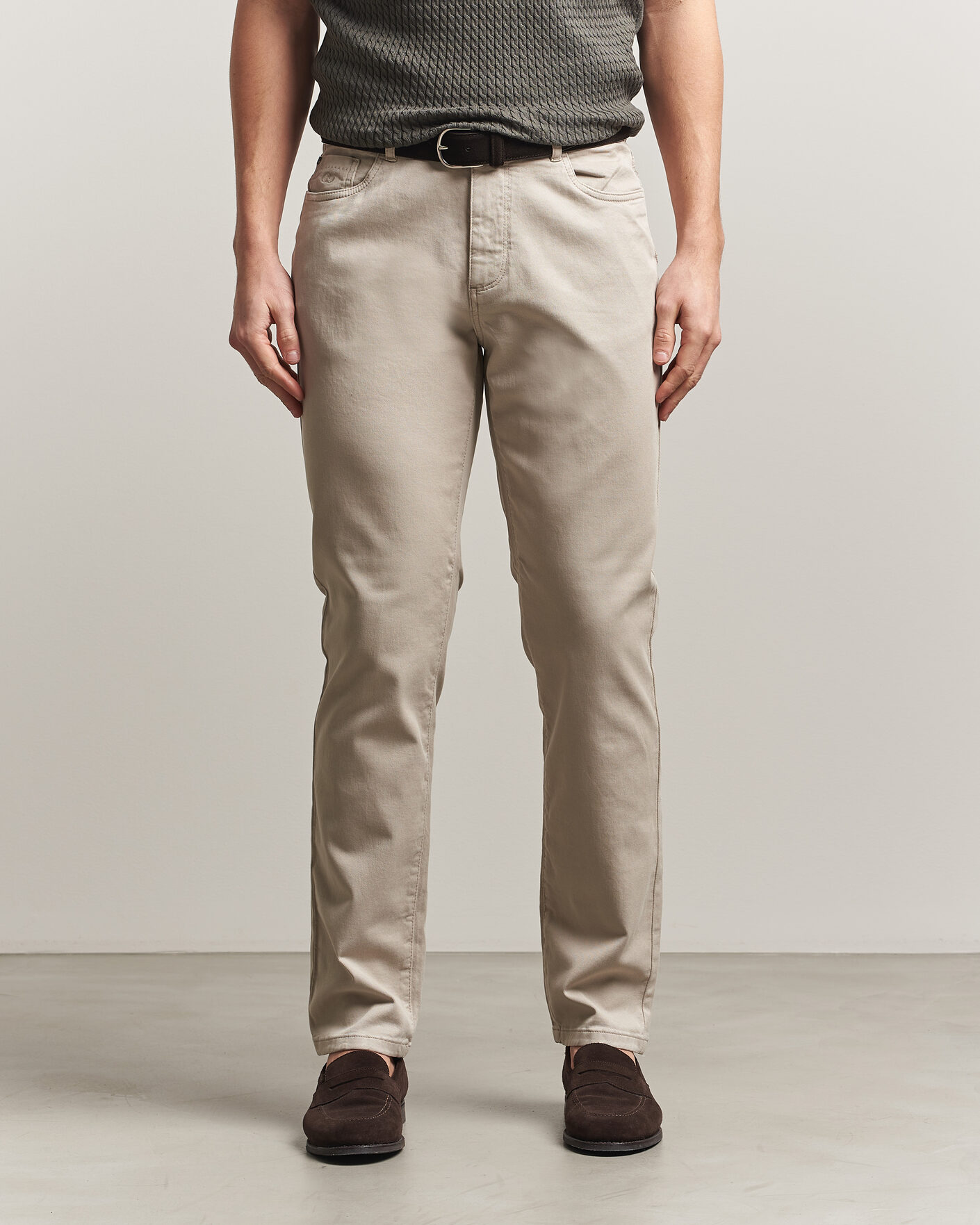 Herre | Bukser | Oscar Jacobson | Slim Fit 5-Pocket Chino Beige