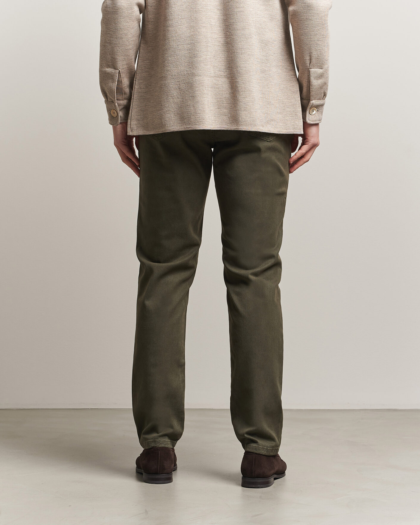 Herre | Bukser | Oscar Jacobson | Slim Fit 5-Pocket Chino  Olive