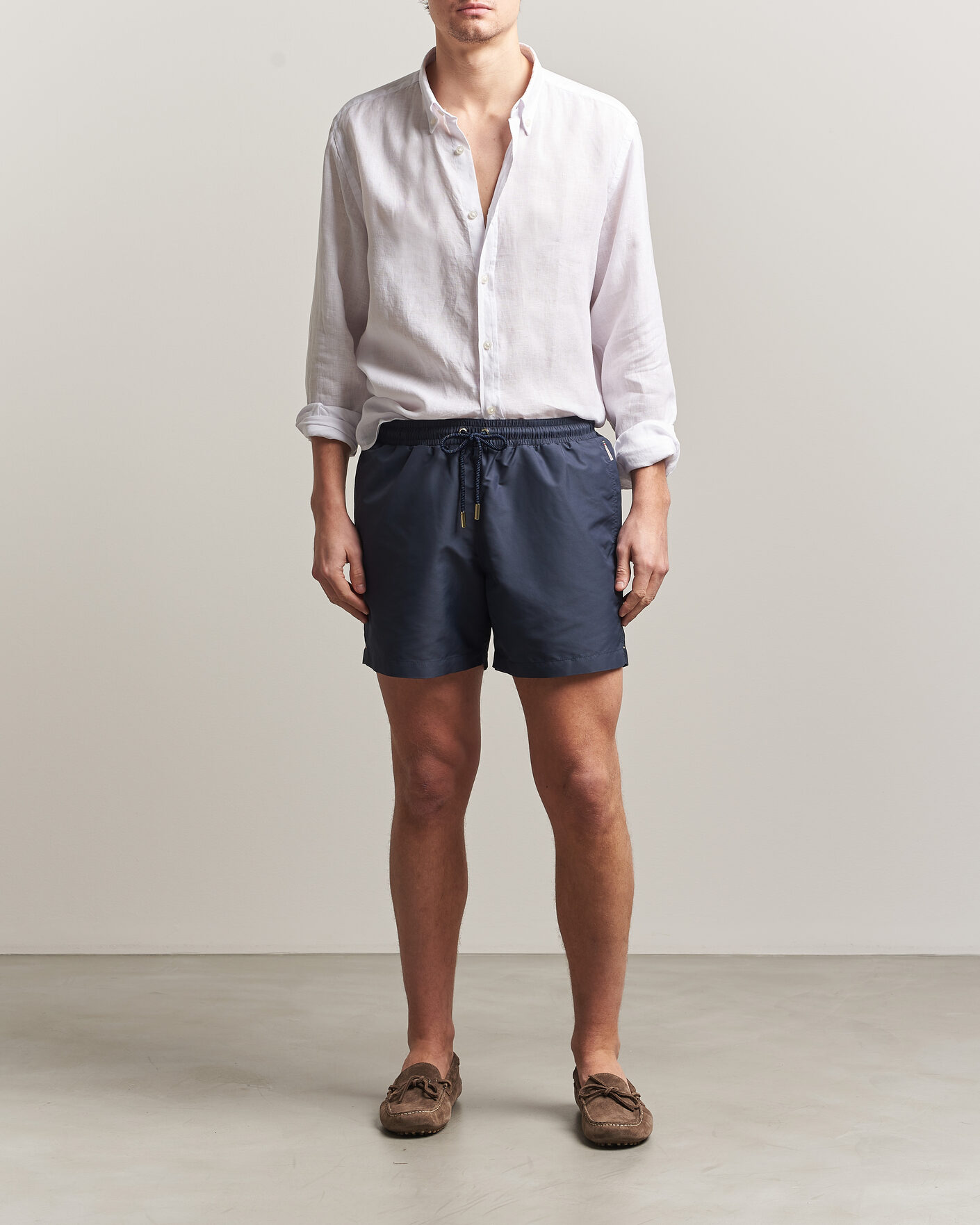 Herre | Badeshorts | Orlebar Brown | Boxer Solid Drawstring Swim Shorts Granite