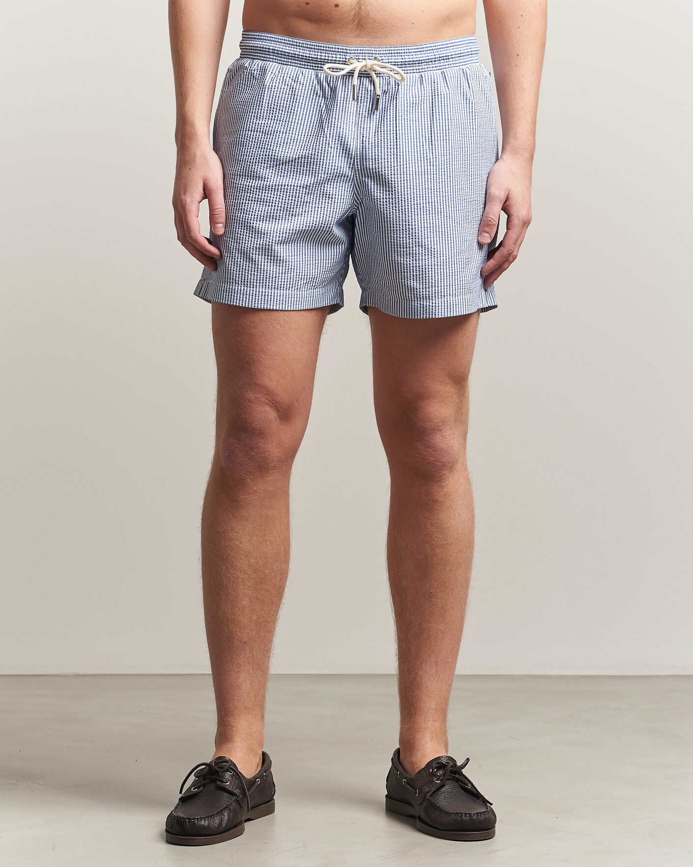 Herre | Badeshorts | Orlebar Brown | Boxer Seersucker Drawstring Swim Shorts Nova Blue