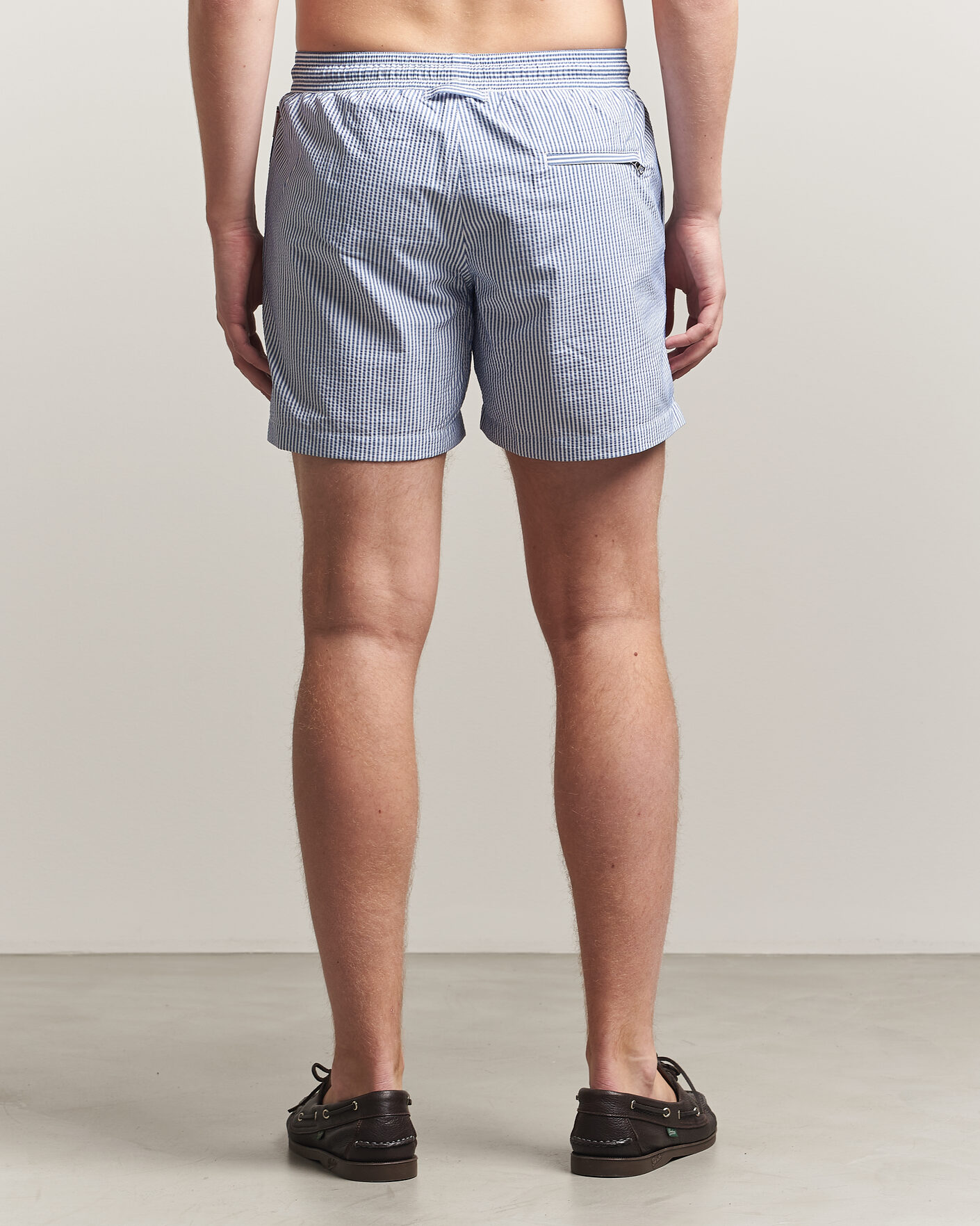 Herre | Badeshorts | Orlebar Brown | Boxer Seersucker Drawstring Swim Shorts Nova Blue