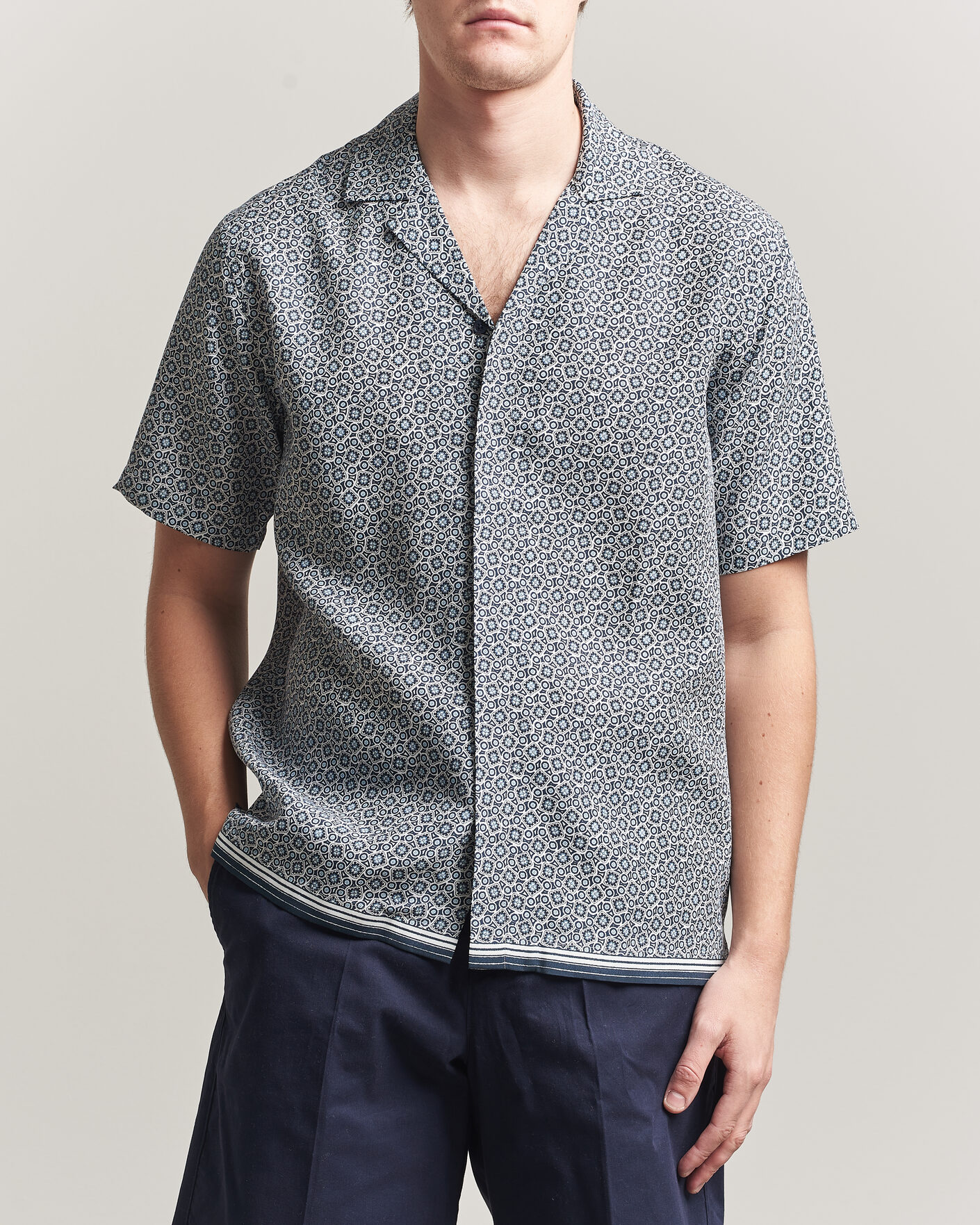 Herre | Skjorter | Orlebar Brown | Maitan Lyocel Petola Shirts Night Iris