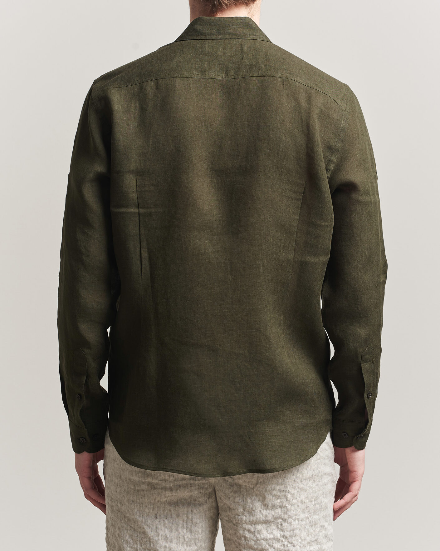 Herre | Skjorter | Orlebar Brown | Giles Linen Stiched Shirt Bayleaf Green