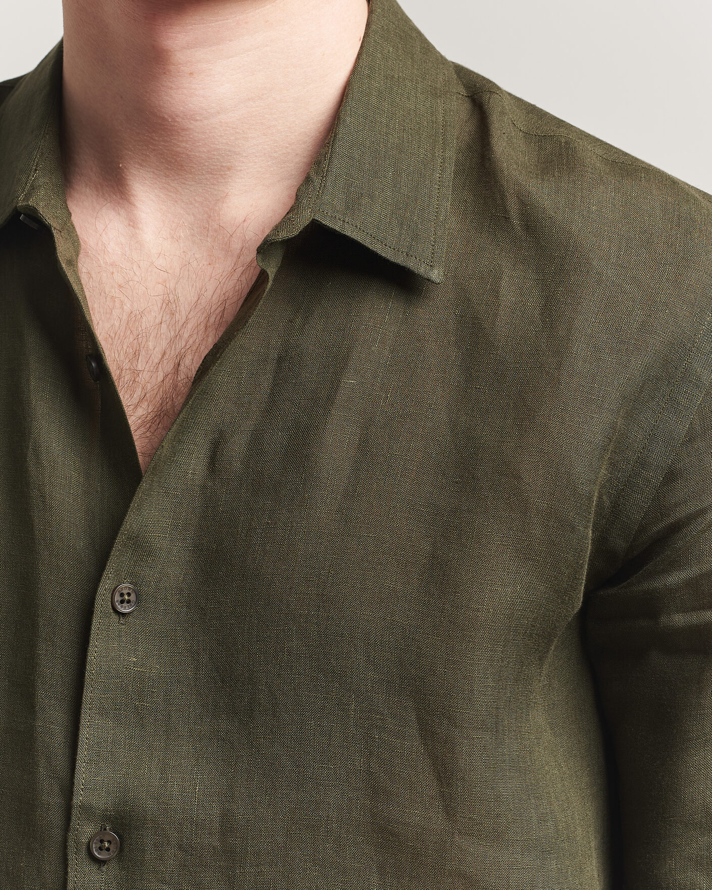 Herre | Skjorter | Orlebar Brown | Giles Linen Stiched Shirt Bayleaf Green
