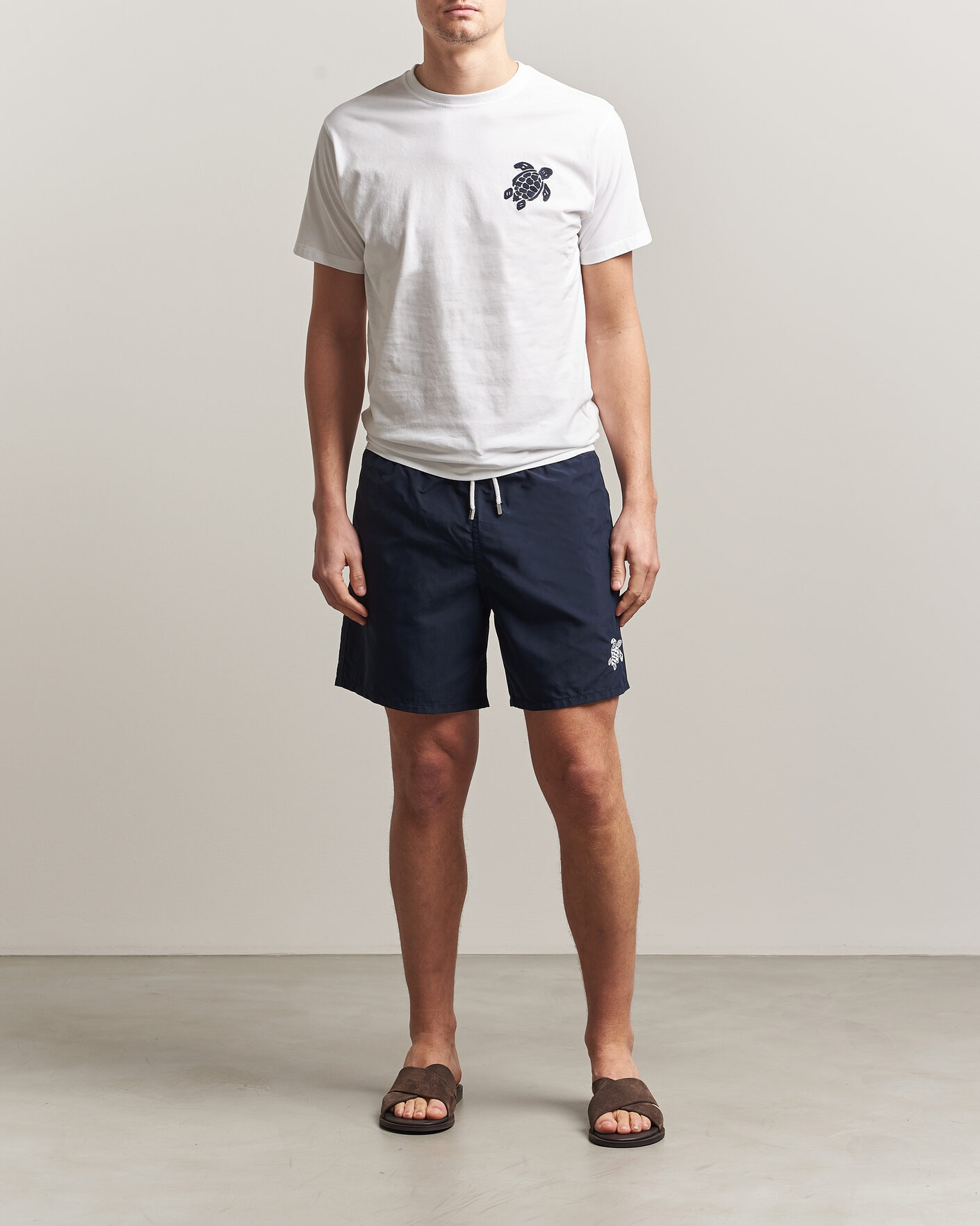 Herre | T-Shirts | Vilebrequin | Embroidered Crew Neck T-Shirt Blanc